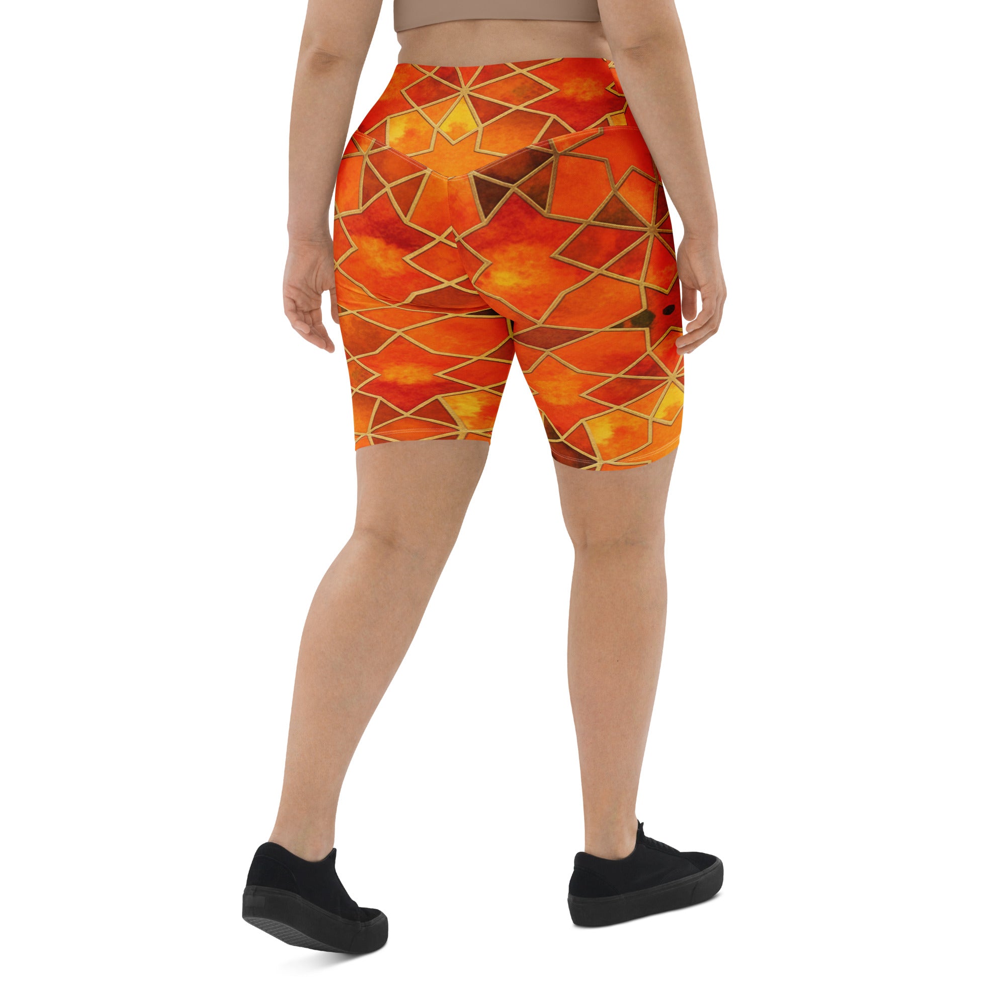 Arabic Watercolour Autumn Spice Bike Shorts | GearBunch