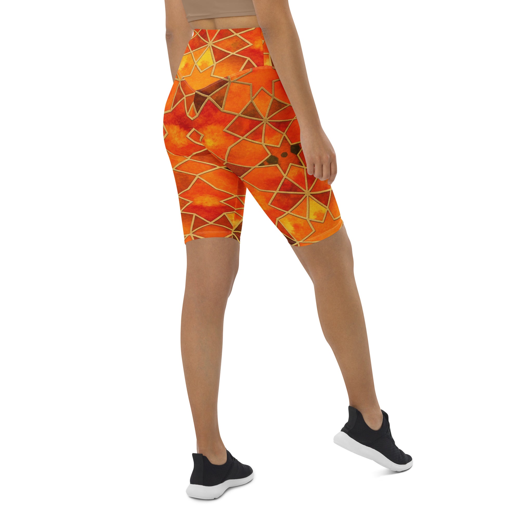 Arabic Watercolour Autumn Spice Bike Shorts | GearBunch