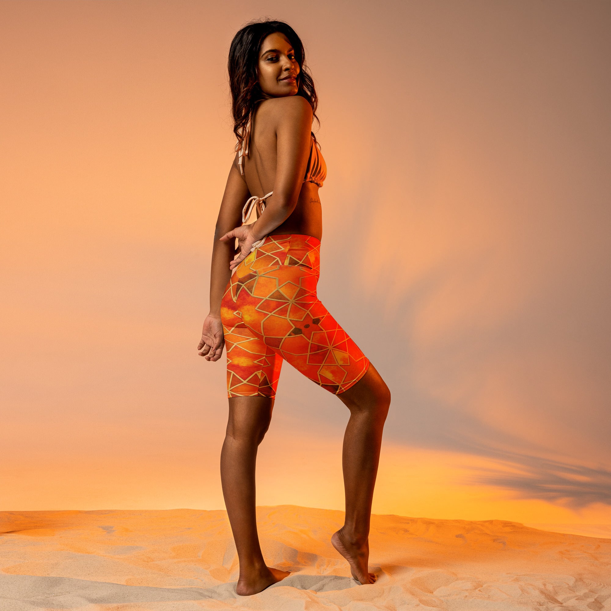 Arabic Watercolour Autumn Spice Bike Shorts | GearBunch
