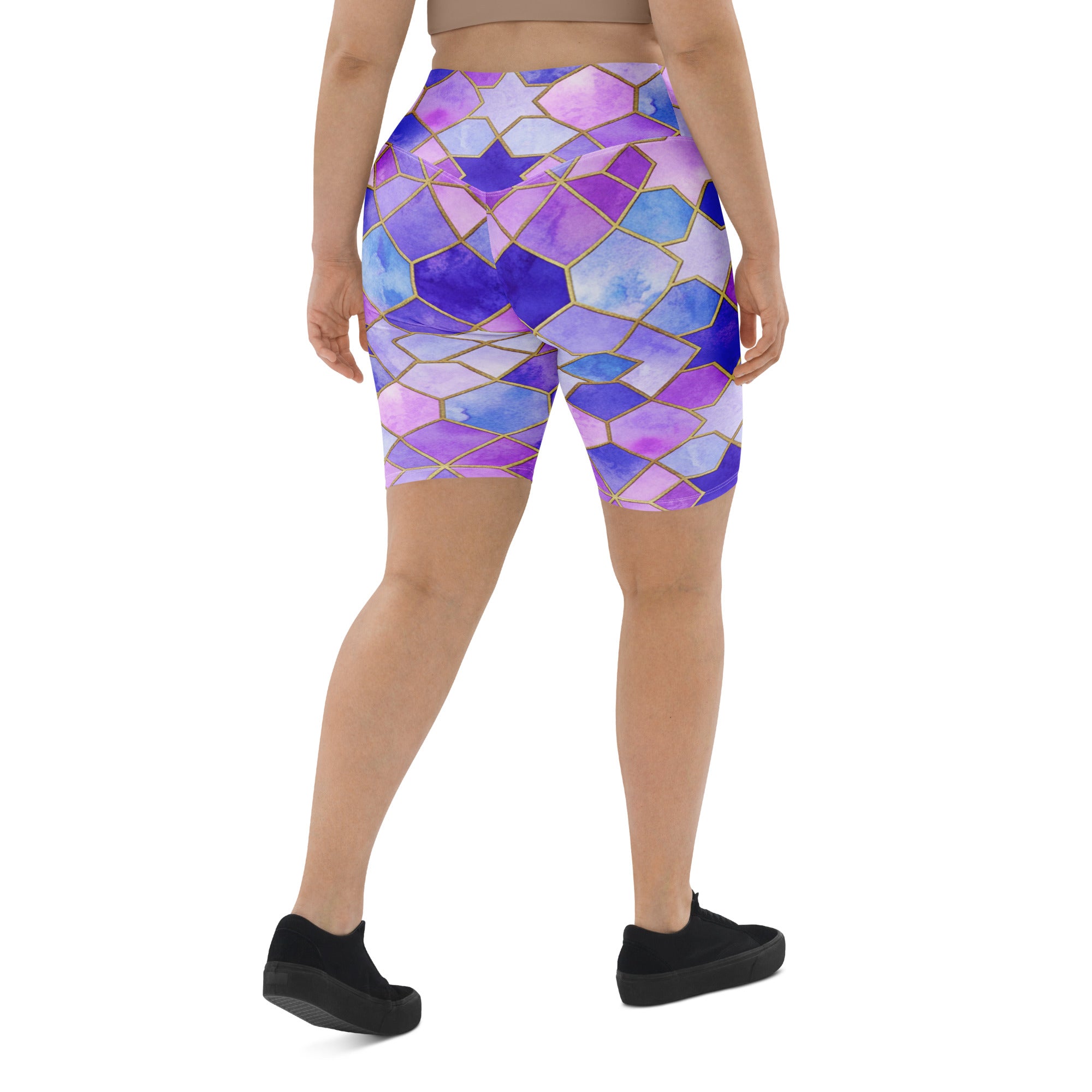 Arabic Watercolour Lavender Fields Bike Shorts | GearBunch