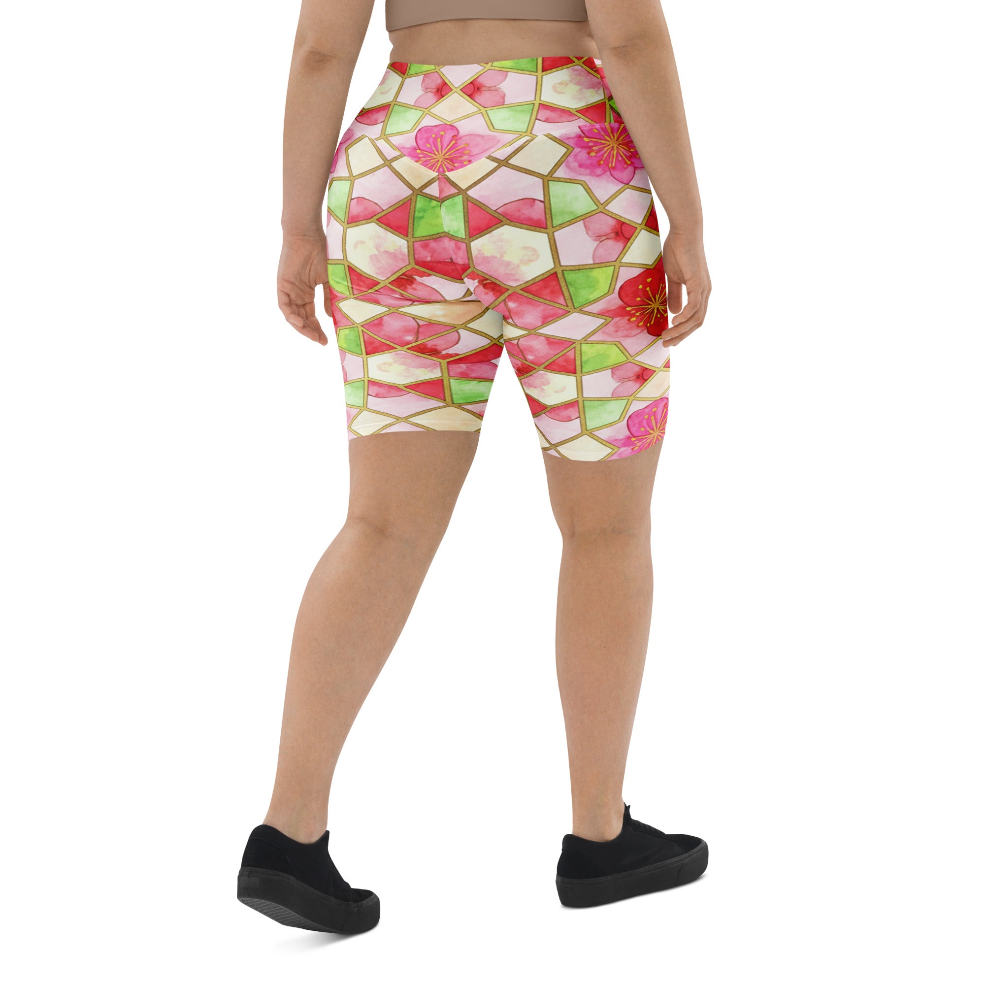Arabic Watercolour Cherry Blossom Bike Shorts | GearBunch