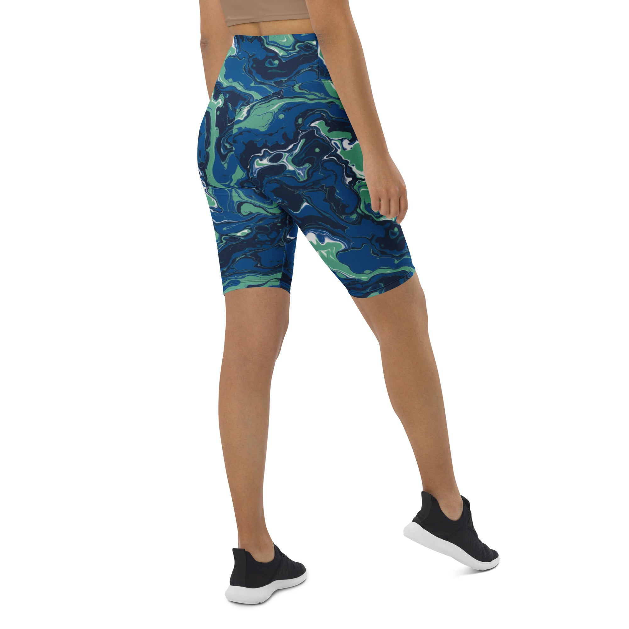 Liquid Marble Ocean Current Bike Shorts | GearBunch