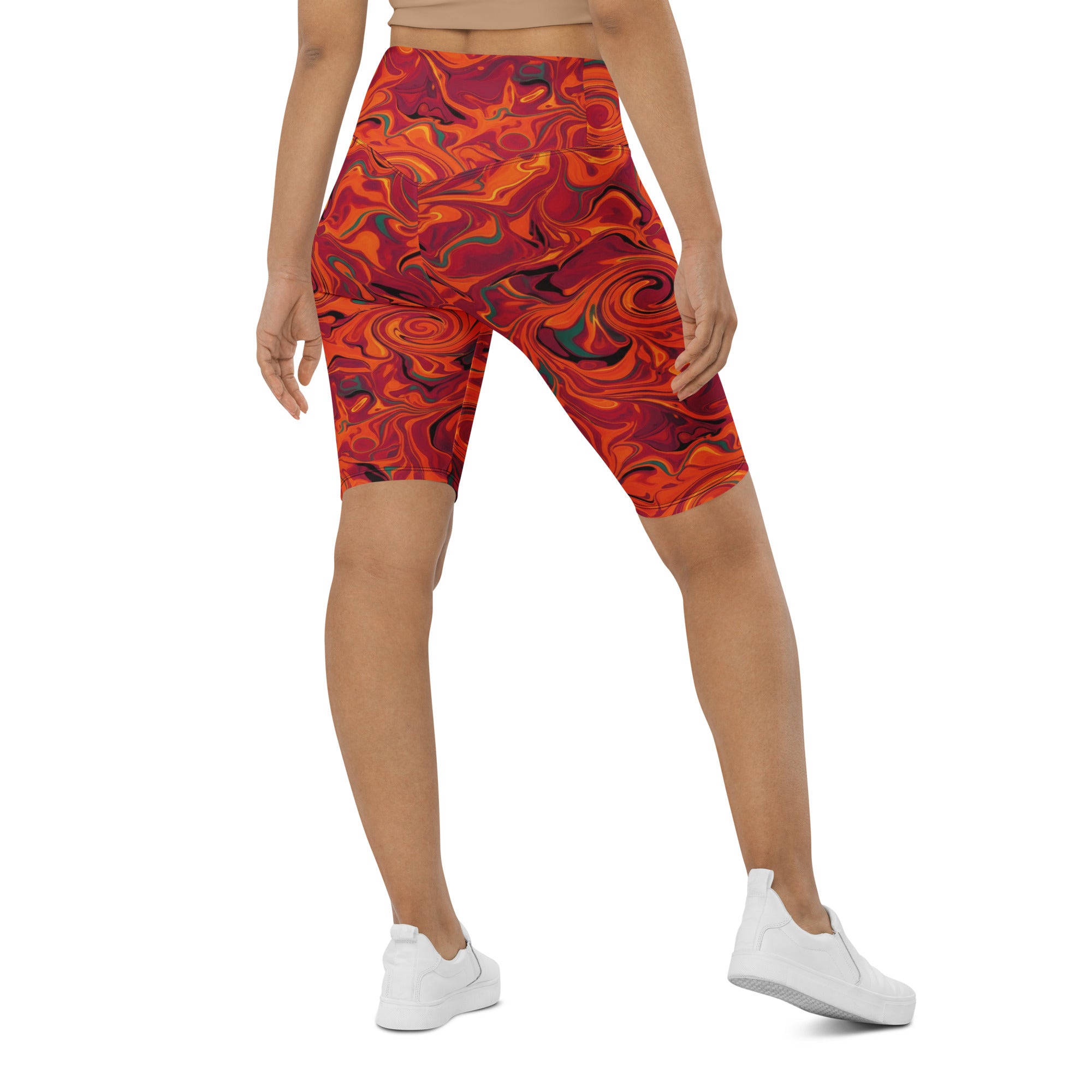 Liquid Marble Fire Opal Bike Shorts | GearBunch
