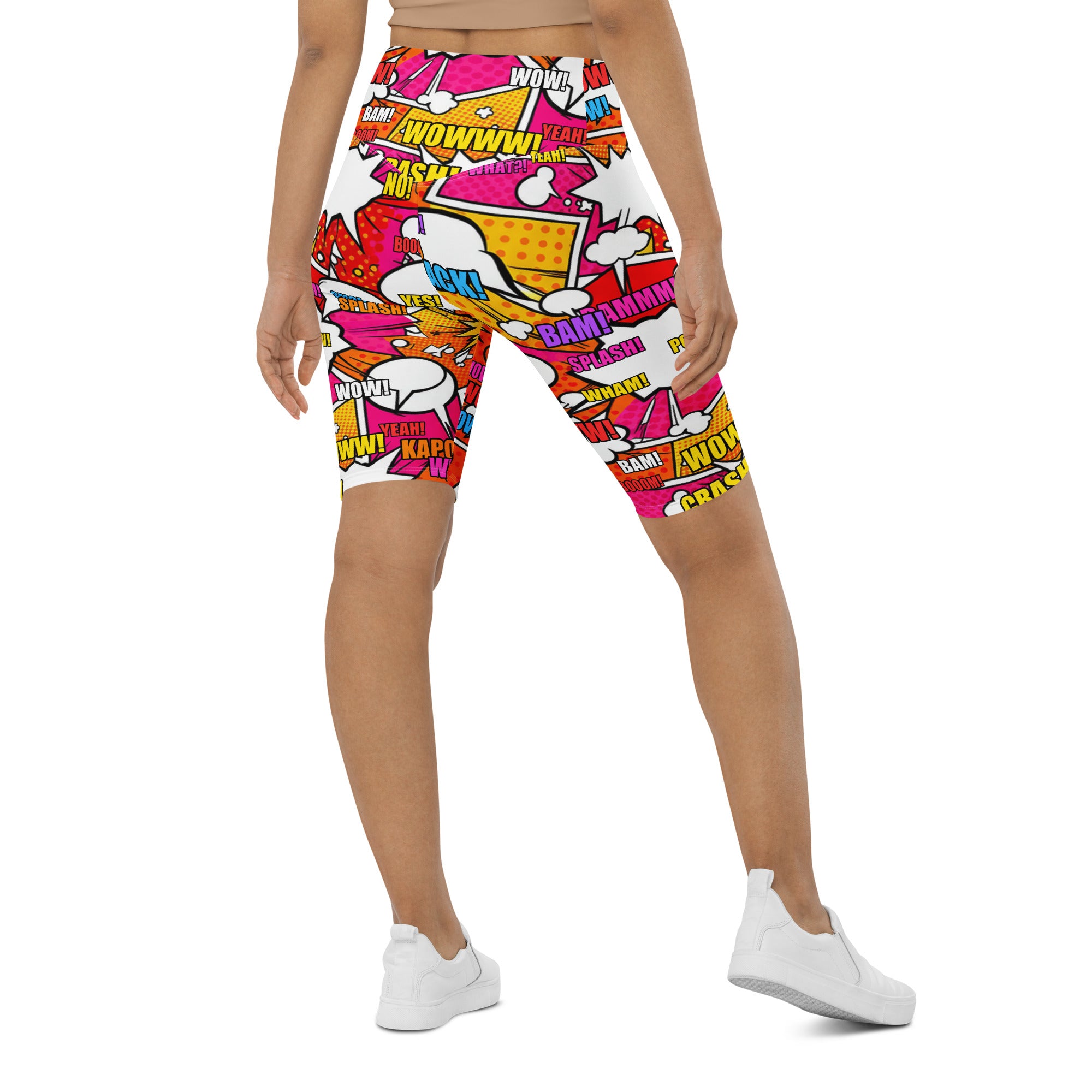 Comic Pop Sunset Orange Bike Shorts | GearBunch