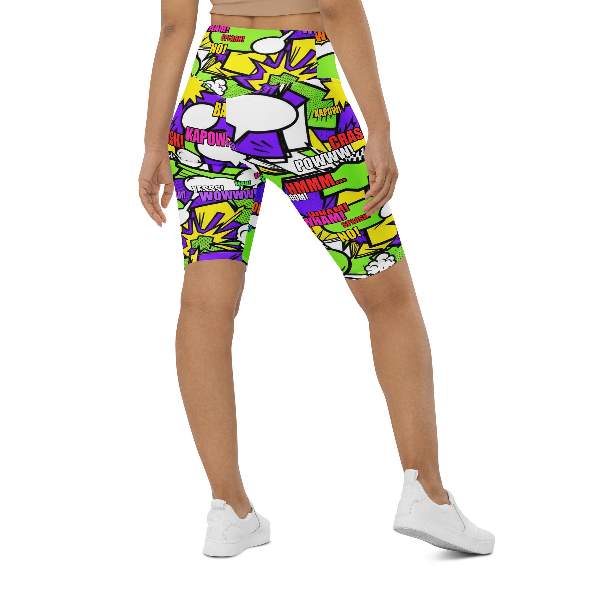 Comic Pop Toxic Green Bike Shorts | GearBunch