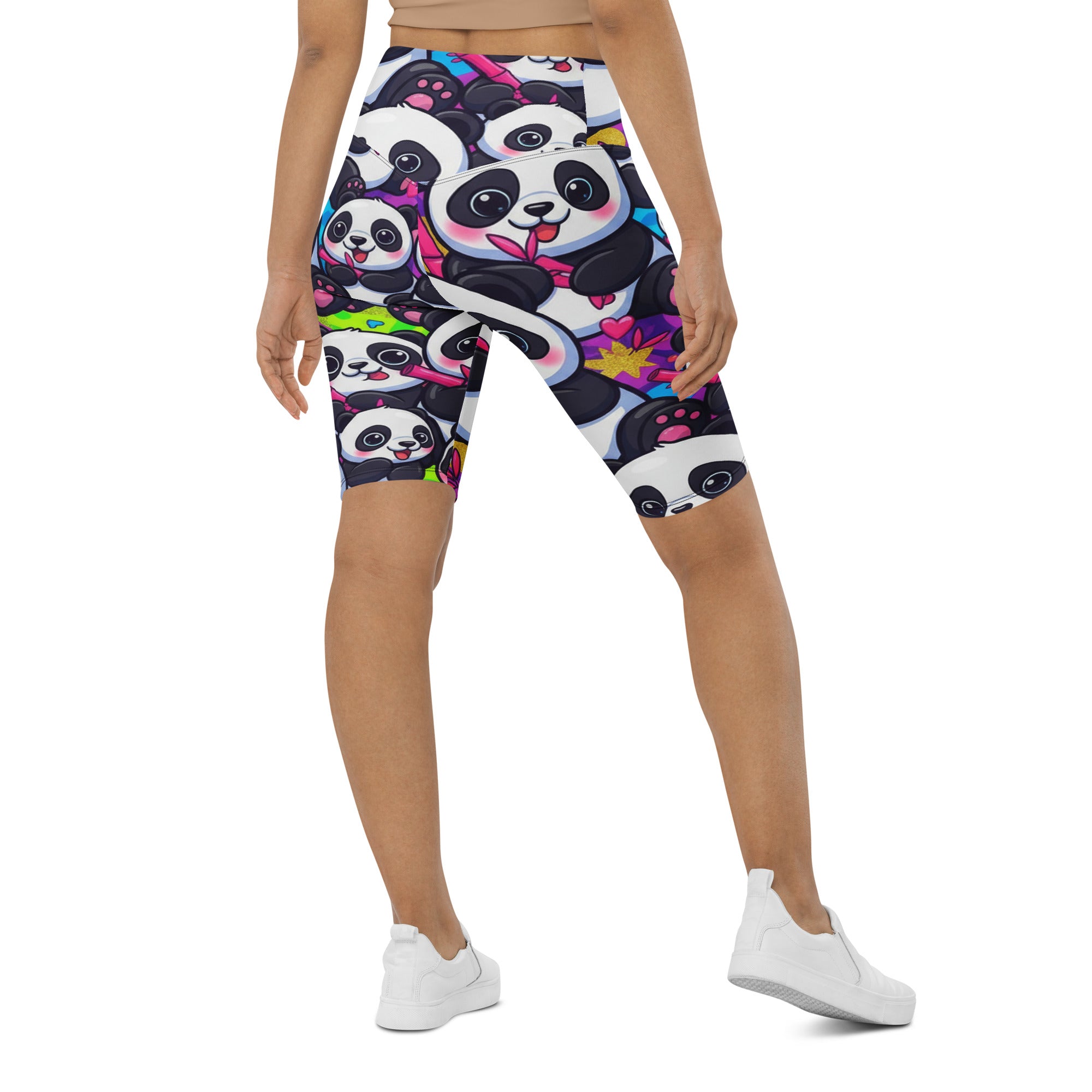 Vibrant Panda Party Bike Shorts | GearBunch