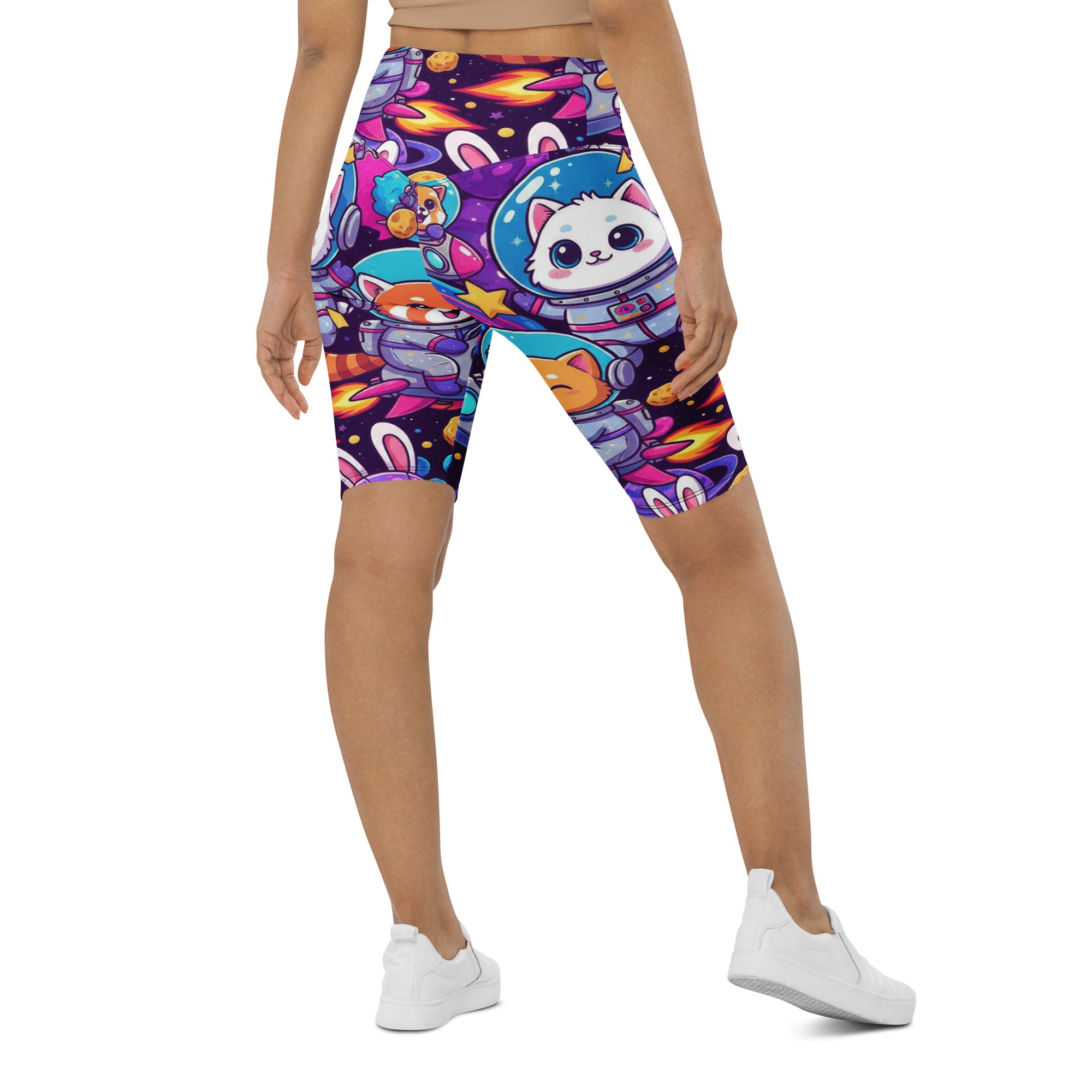 Vibrant Space Animals Bike Shorts | GearBunch