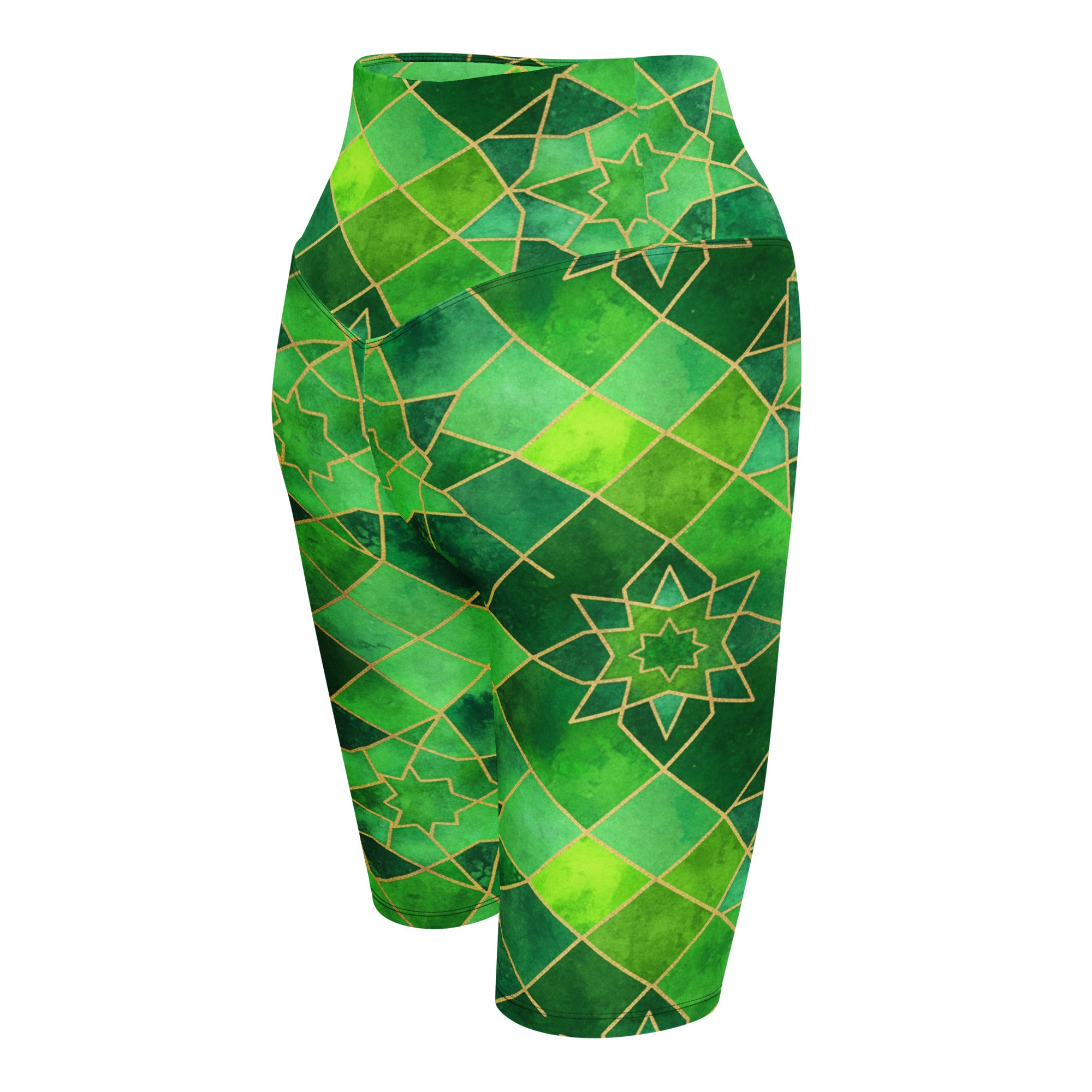 Arabic Watercolour Emerald Jewel Bike Shorts | GearBunch