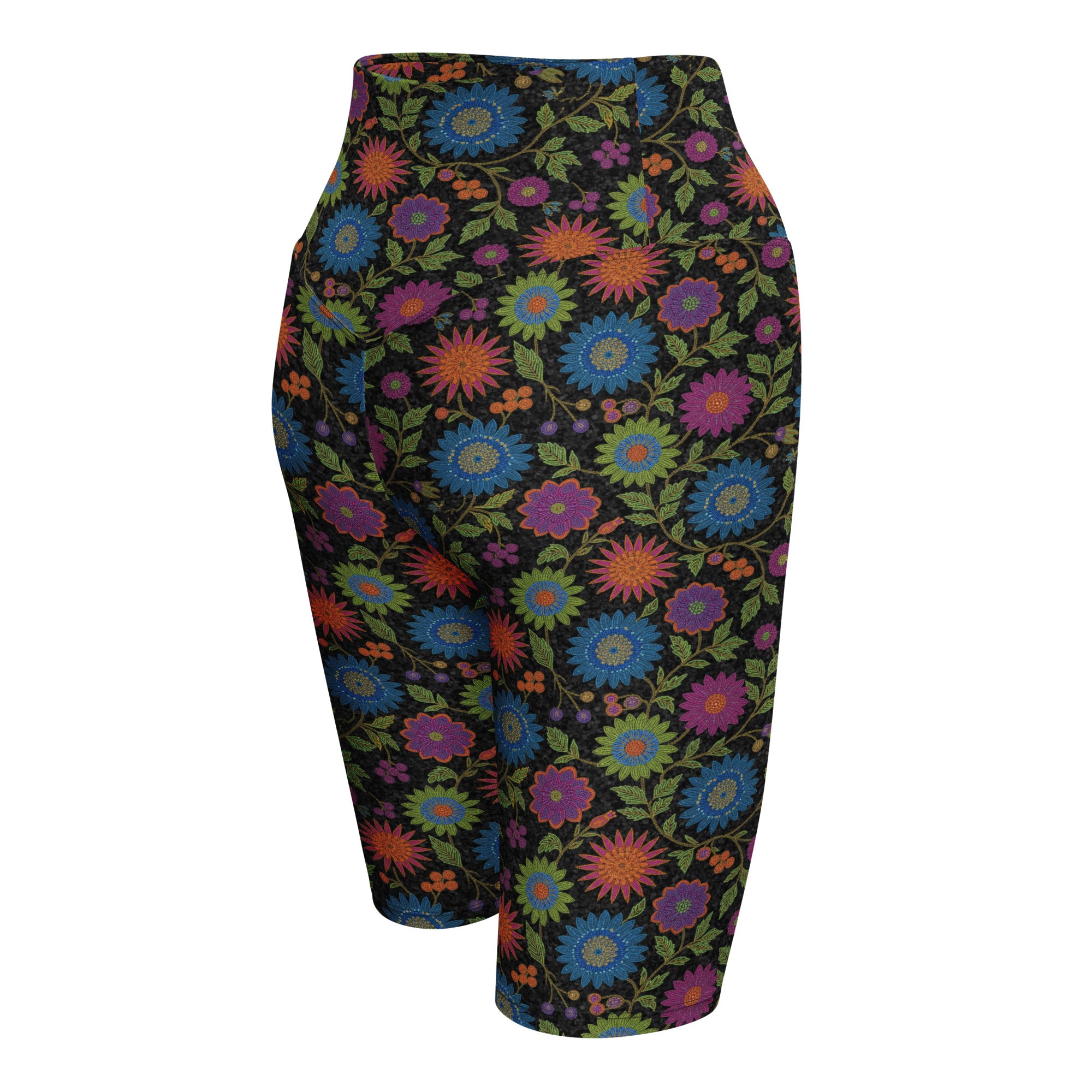 Rainbow Paillette Botanical Bike Shorts | GearBunch