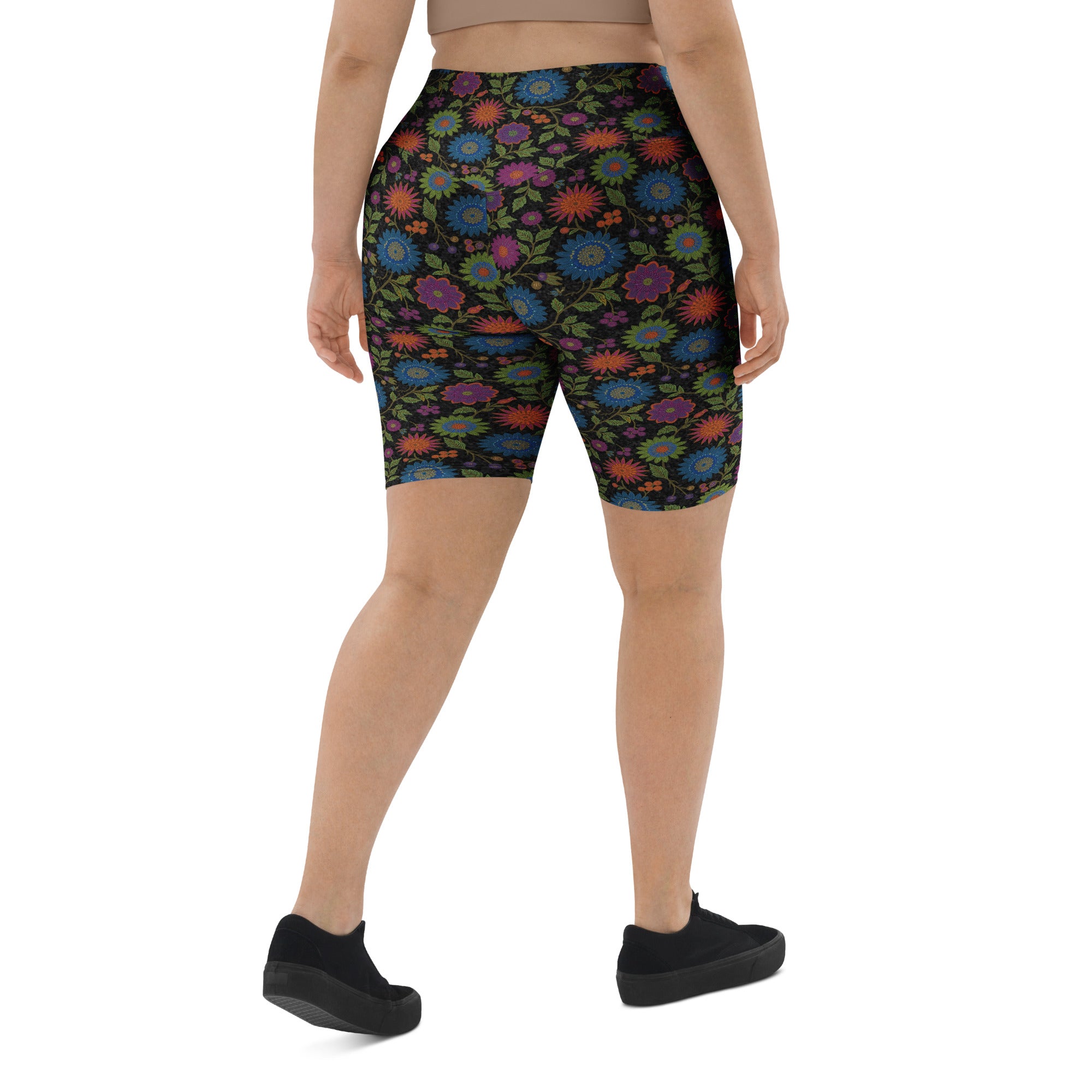 Rainbow Paillette Botanical Bike Shorts | GearBunch