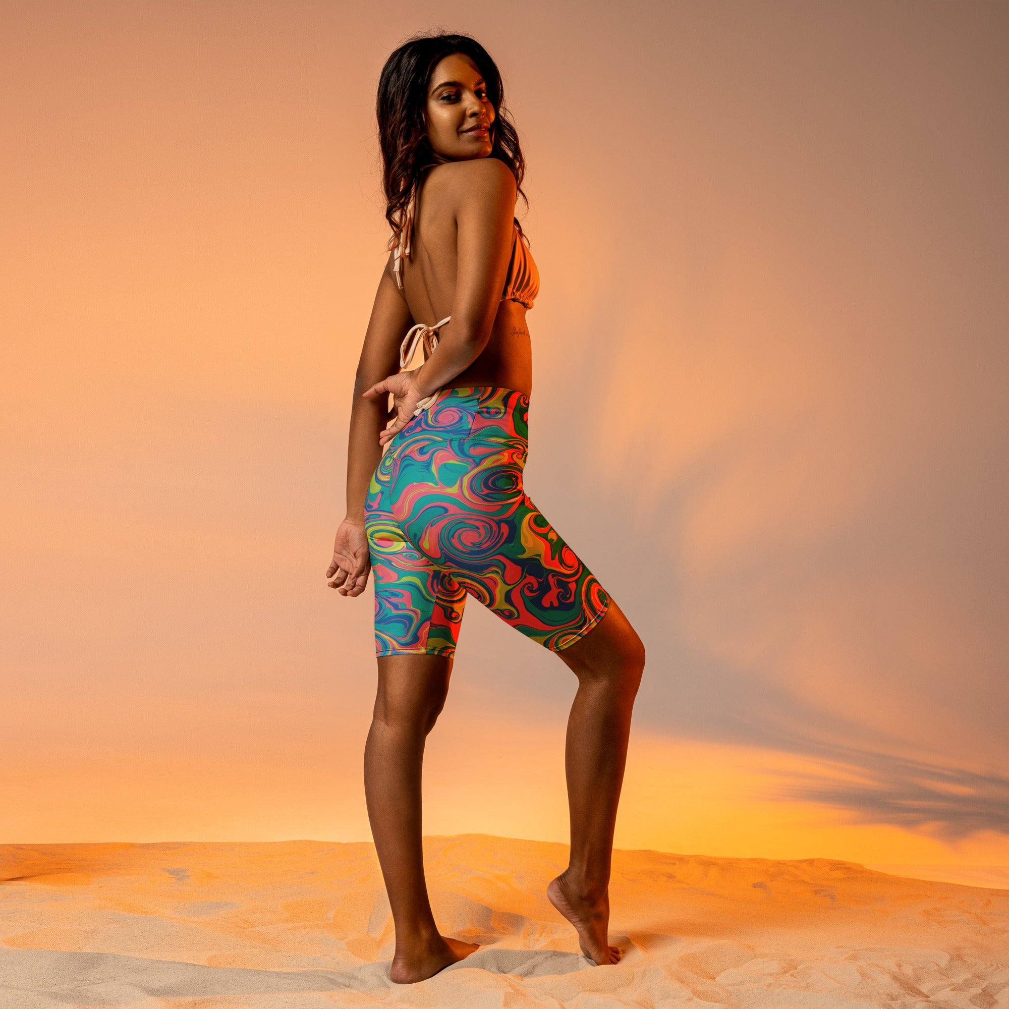 Liquid Marble Tropical Paradise Bike Shorts | GearBunch