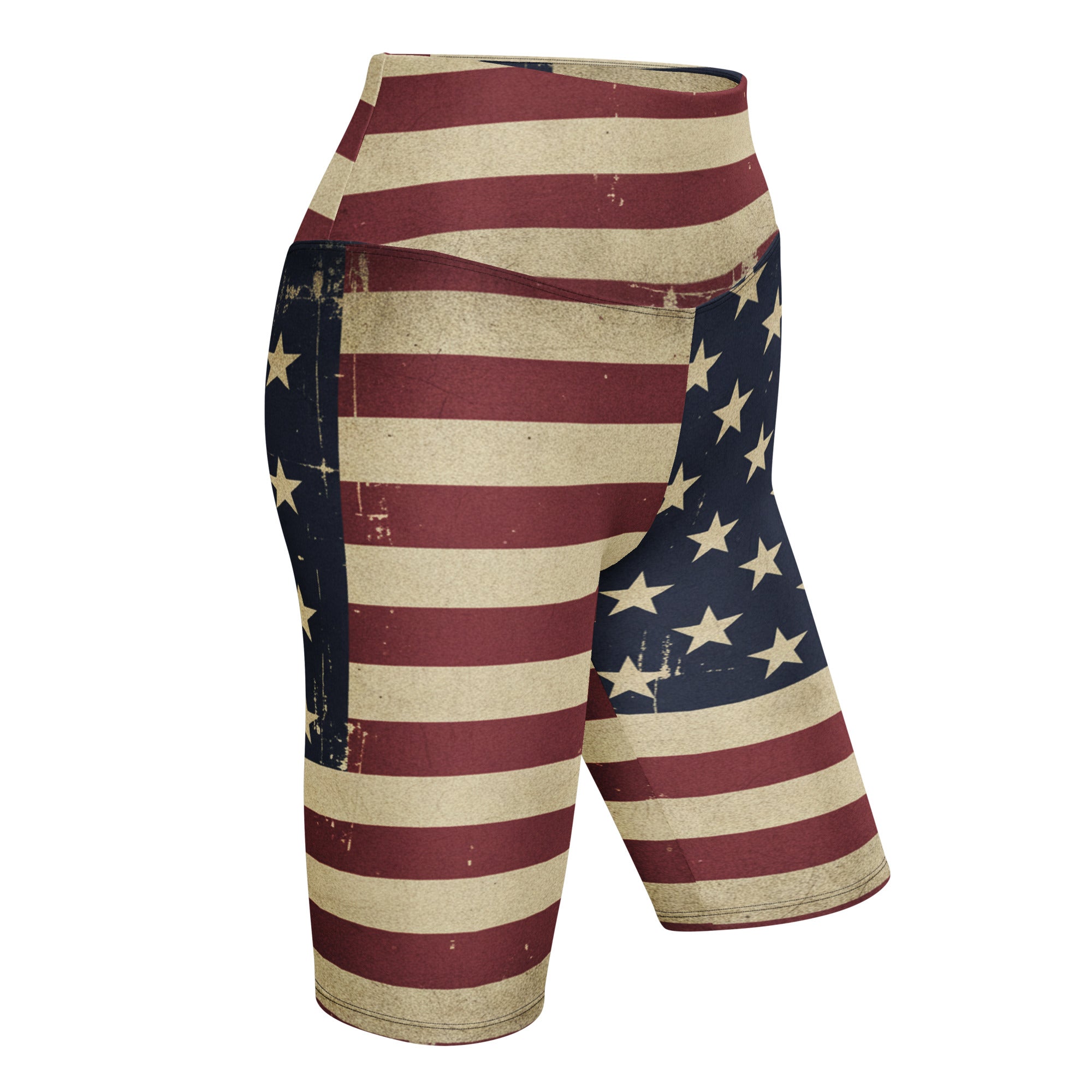 Vintage Distressed American Flag Bike Shorts | GearBunch