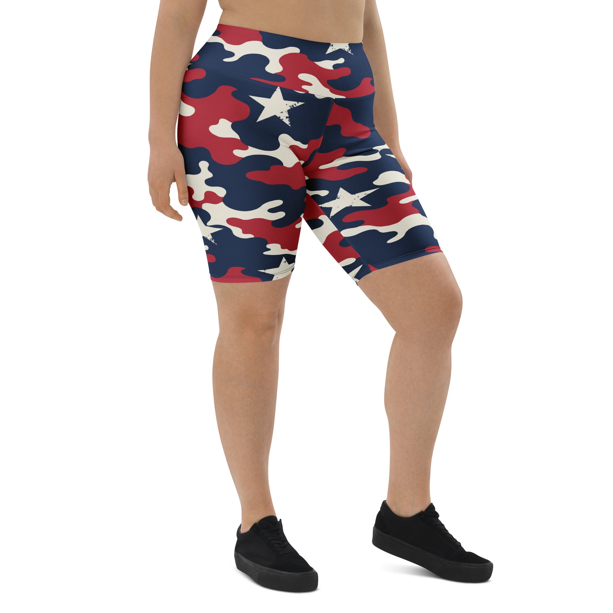 Red White Blue Camo Stars Bike Shorts | GearBunch