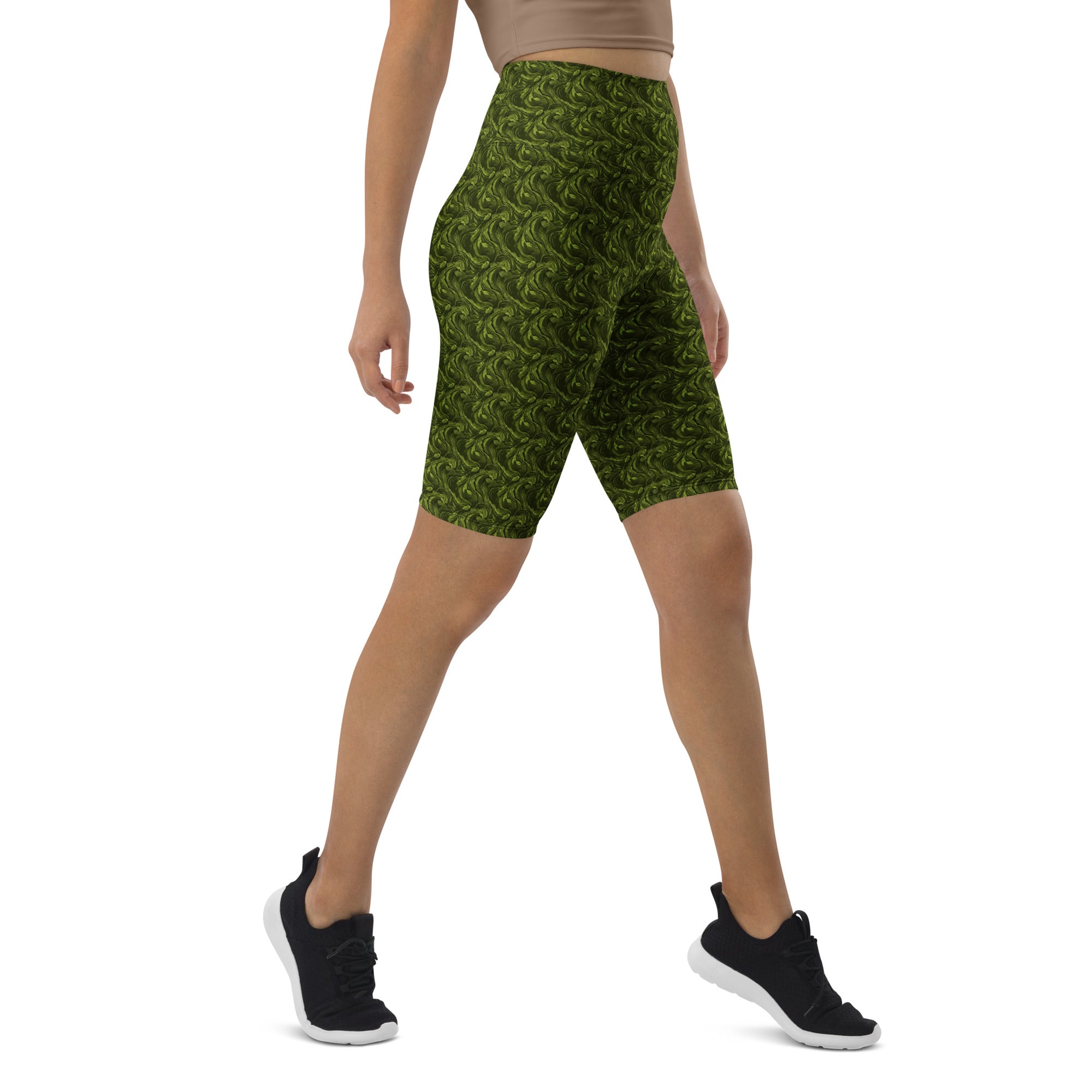 Olive Green Velvet Bike Shorts | GearBunch