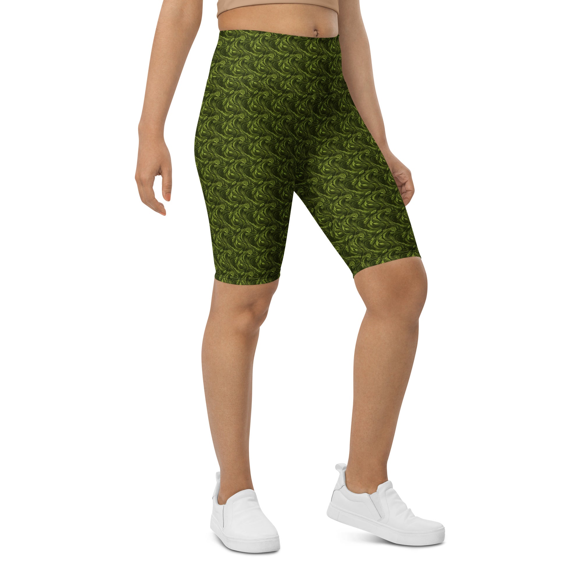 Olive Green Velvet Bike Shorts | GearBunch