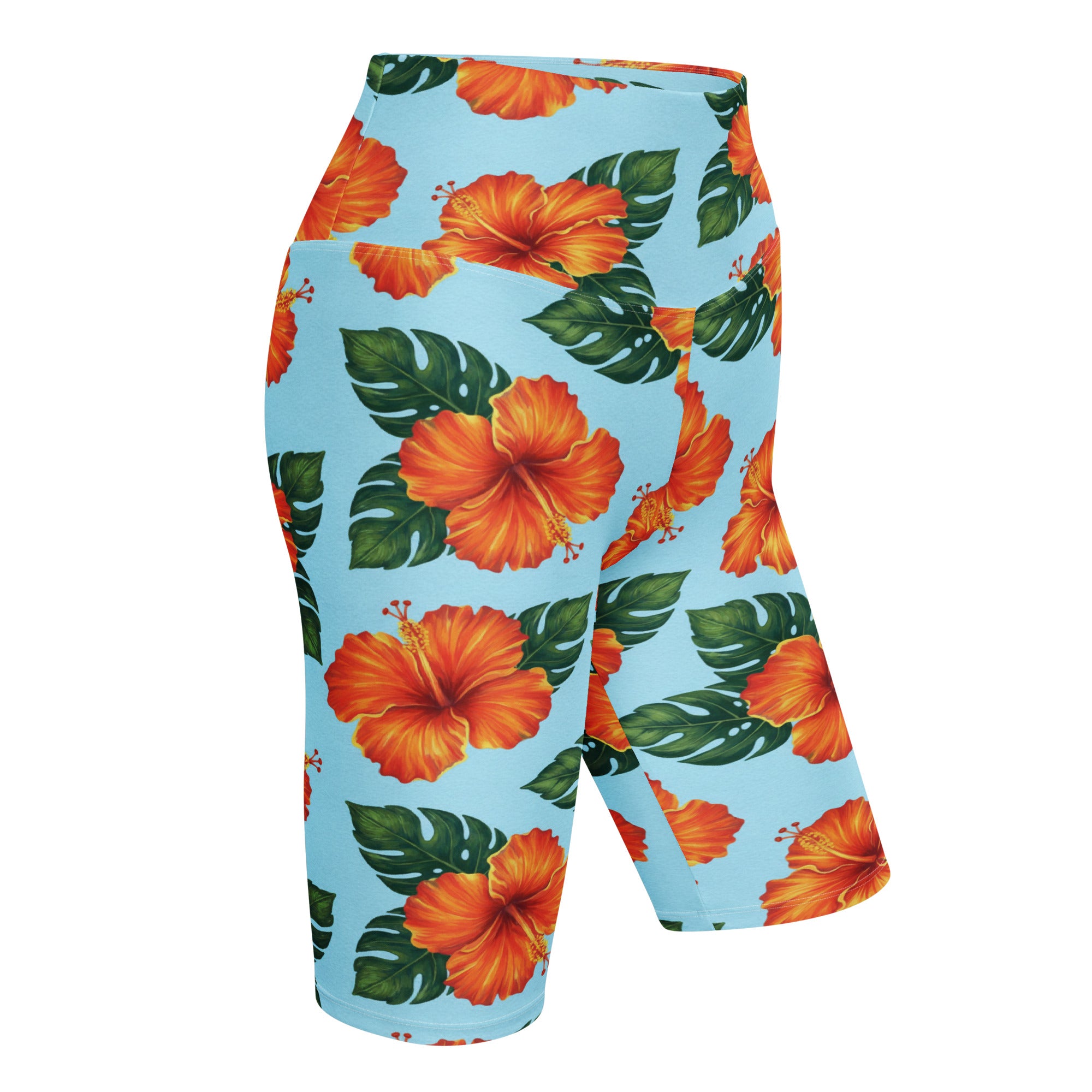 Tropical Hibiscus Bloom Bike Shorts | GearBunch