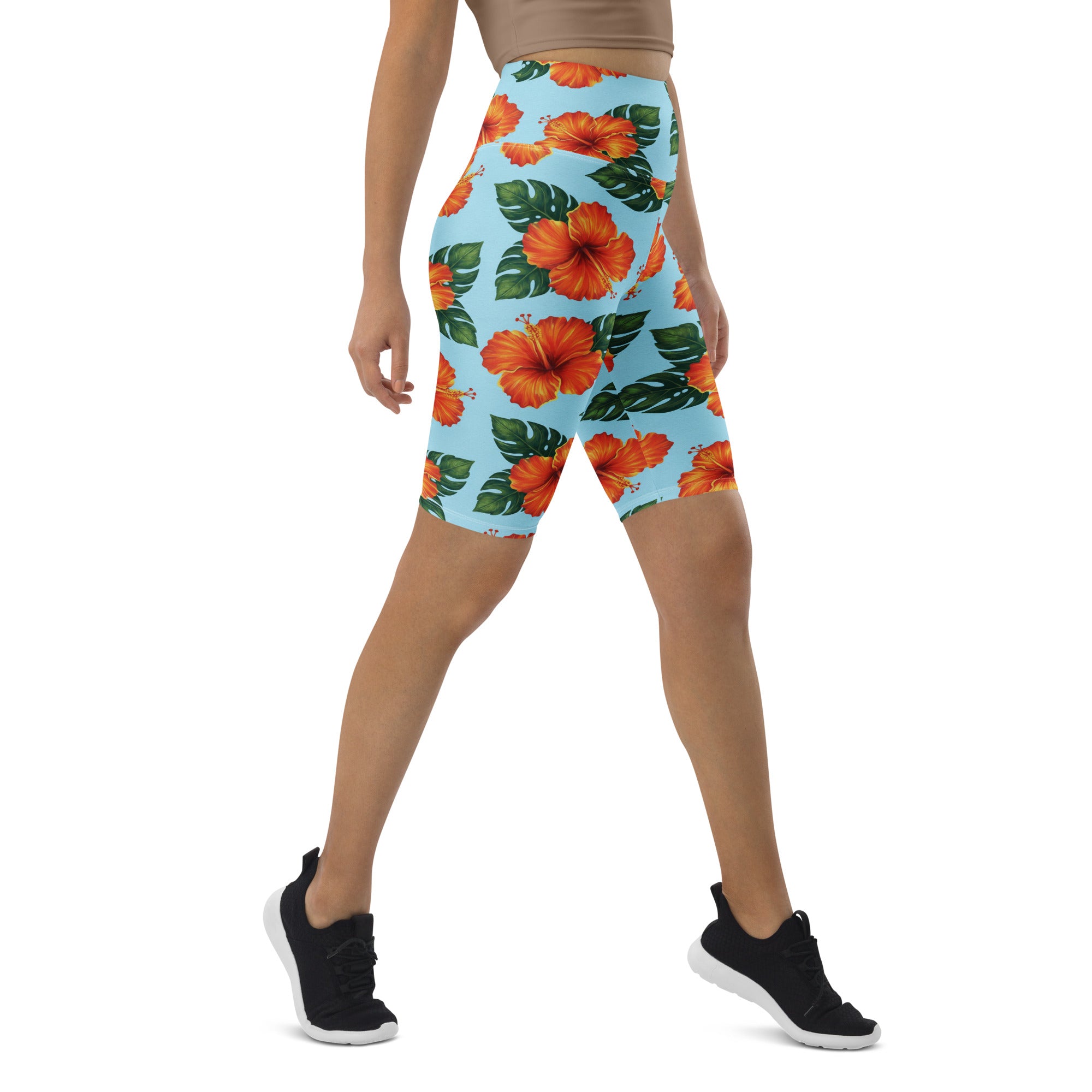 Tropical Hibiscus Bloom Bike Shorts | GearBunch