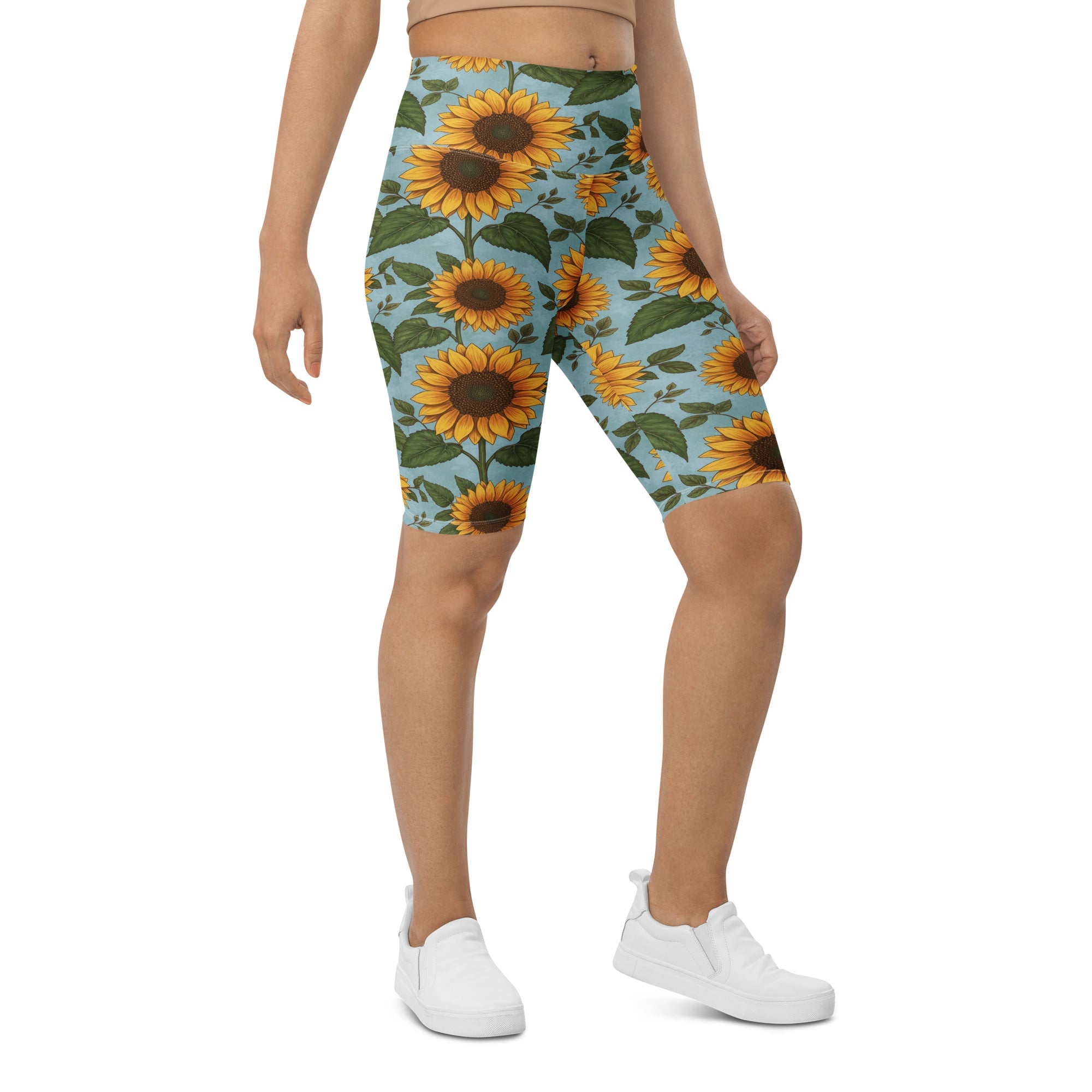Sunflower Fields Bike Shorts | GearBunch