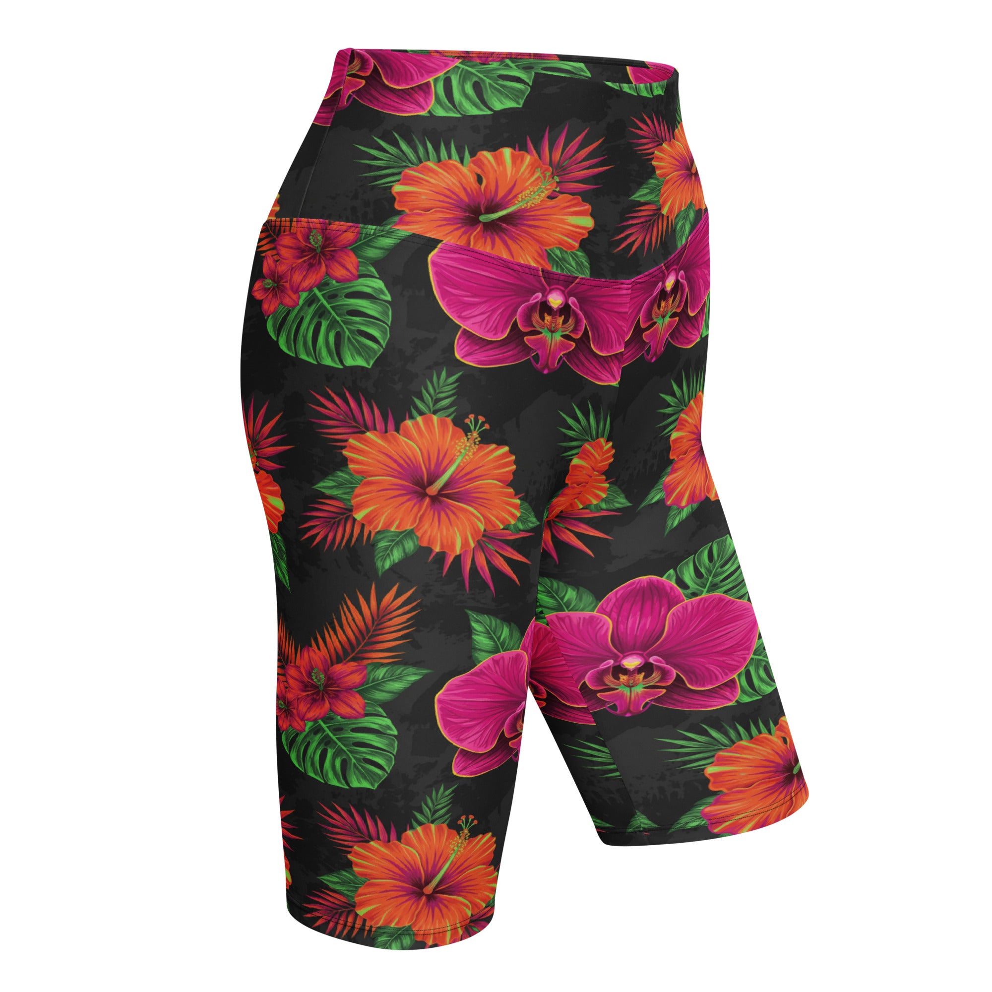 Neon Tropical Flowers Bike Shorts | GearBunch