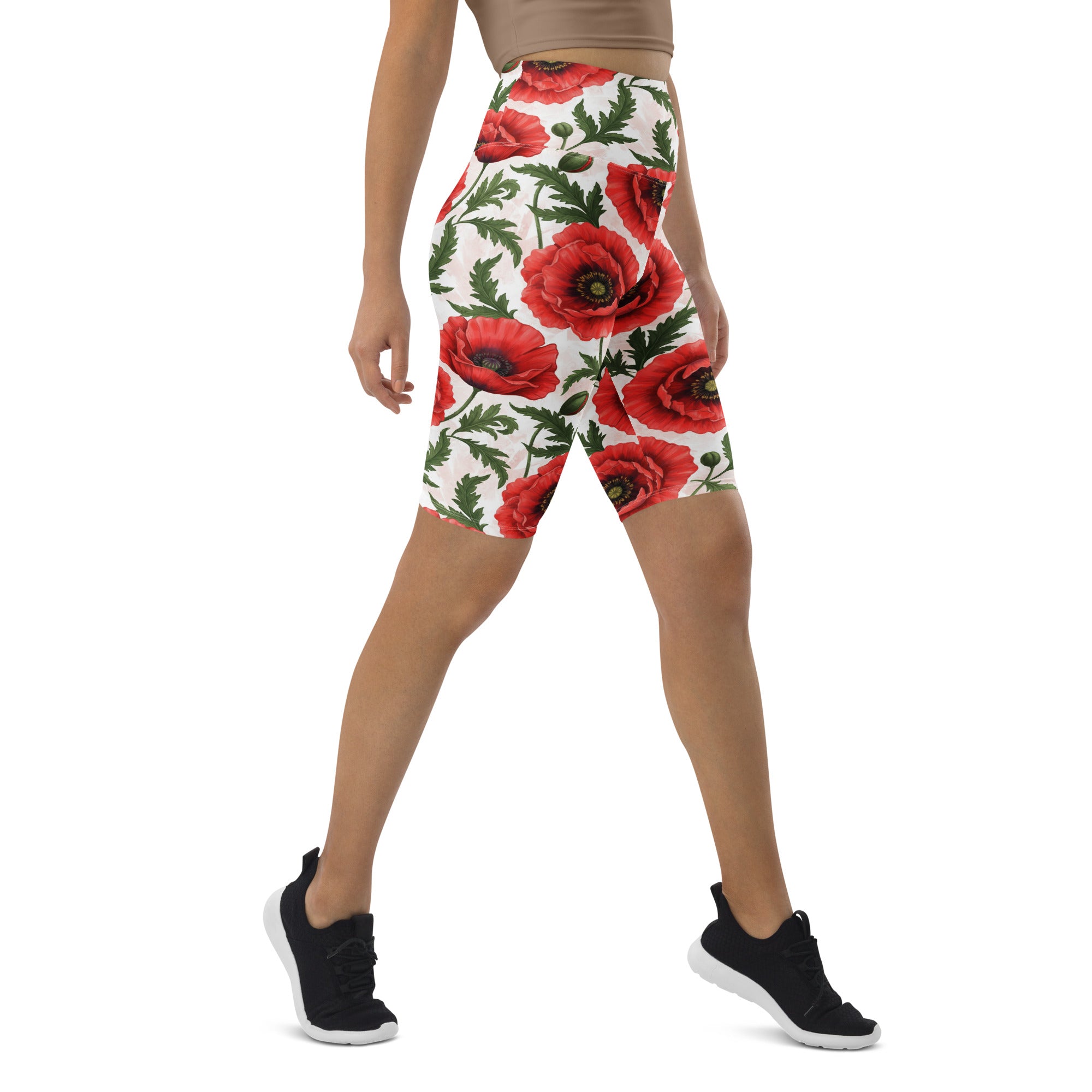 Whimsical Garden Poppies Bike Shorts | GearBunch