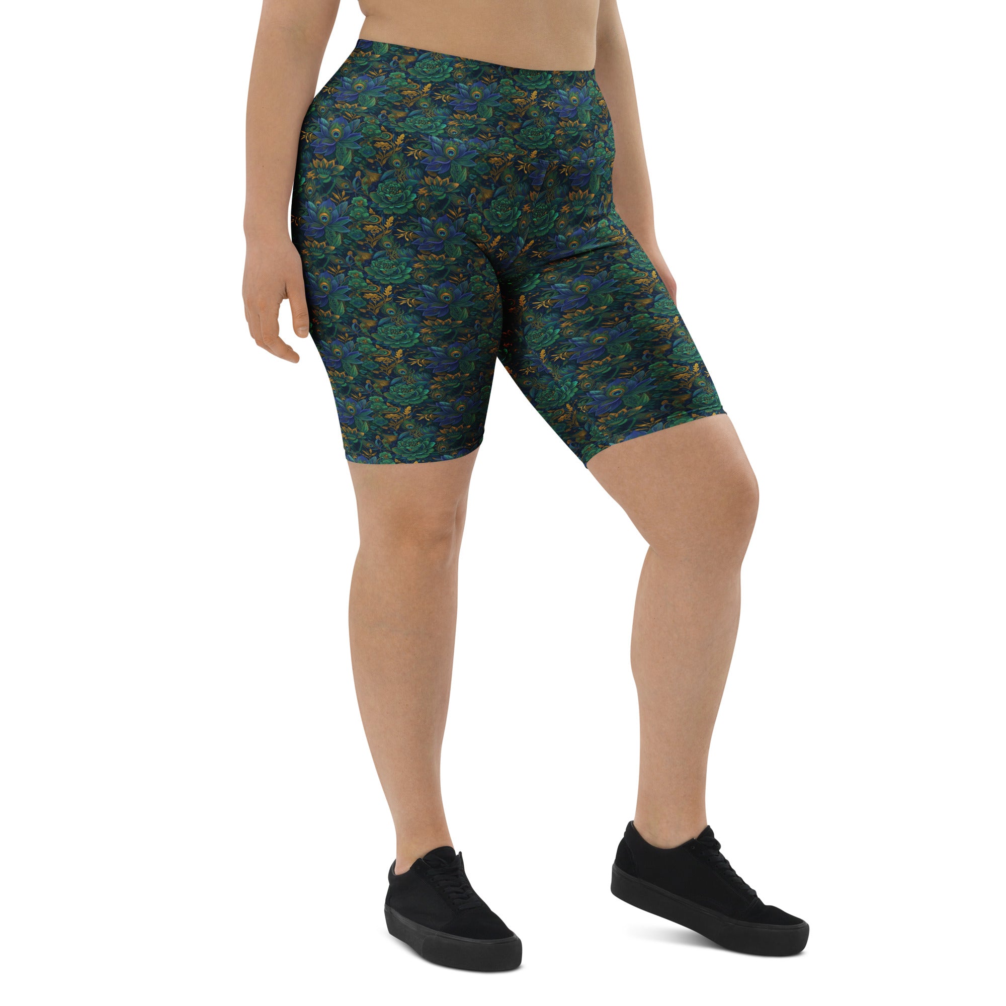 Peacock Feathers Splendour Bike Shorts | GearBunch