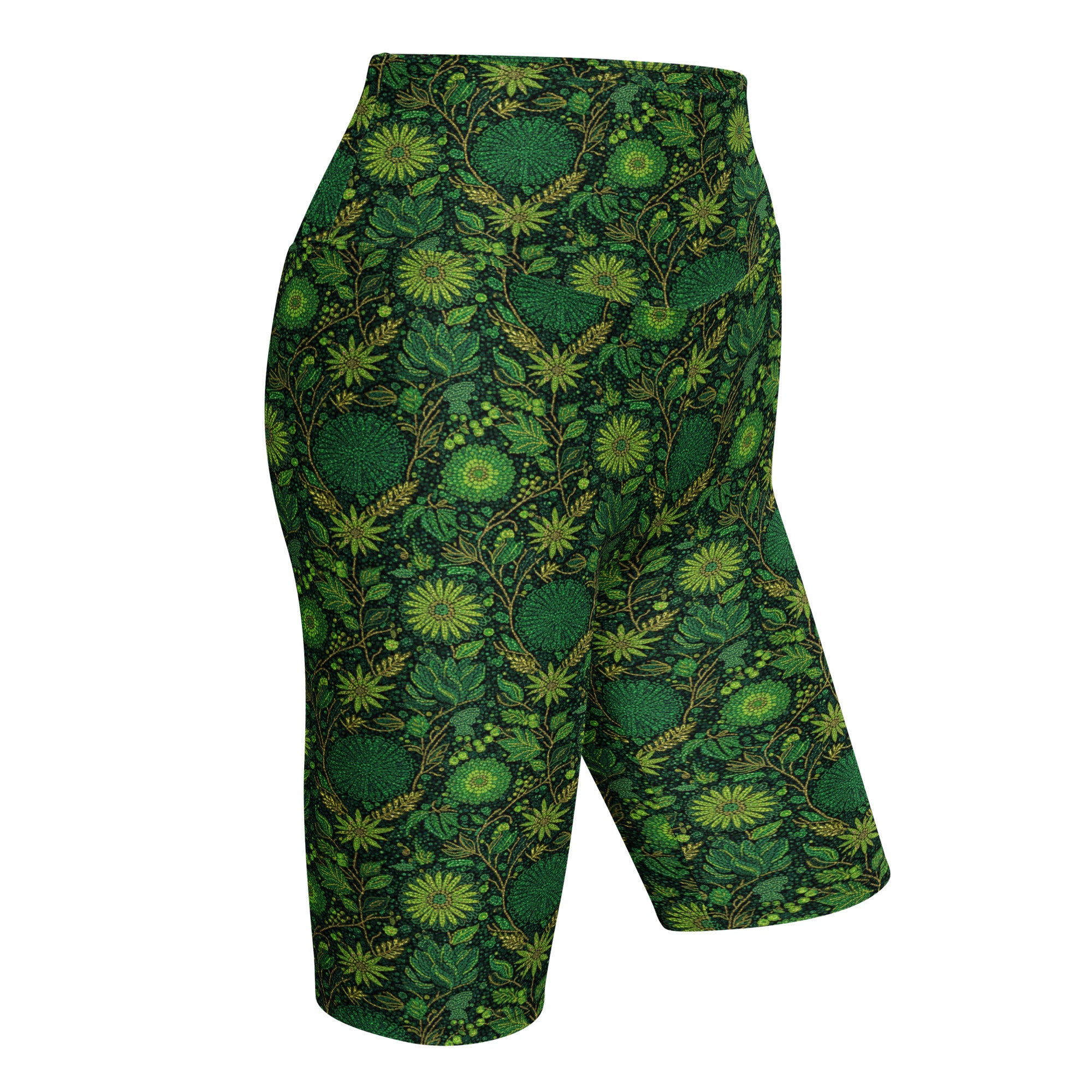Emerald Paillette Jungle Bike Shorts | GearBunch