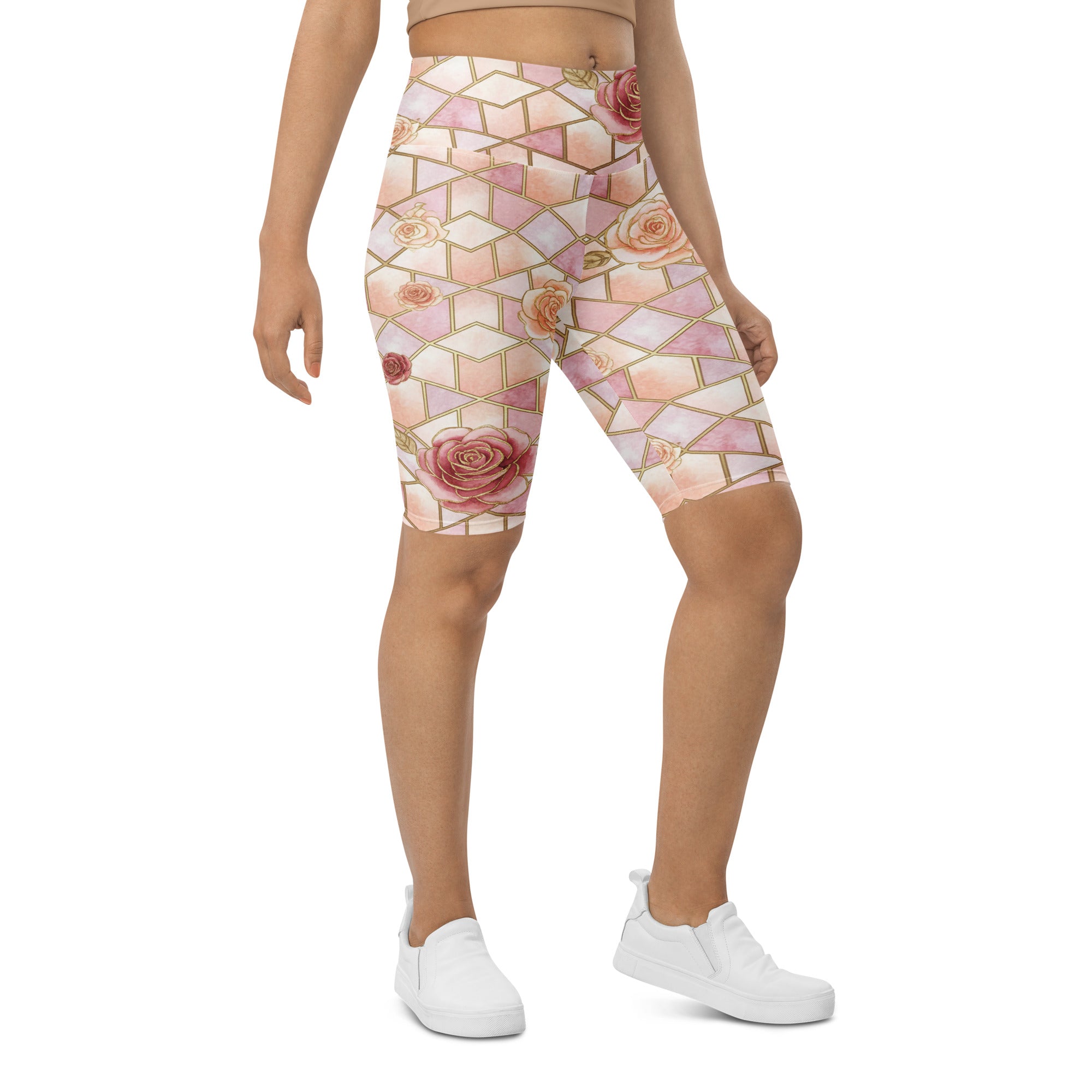 Rose Quartz Geometric Bike Shorts | GearBunch