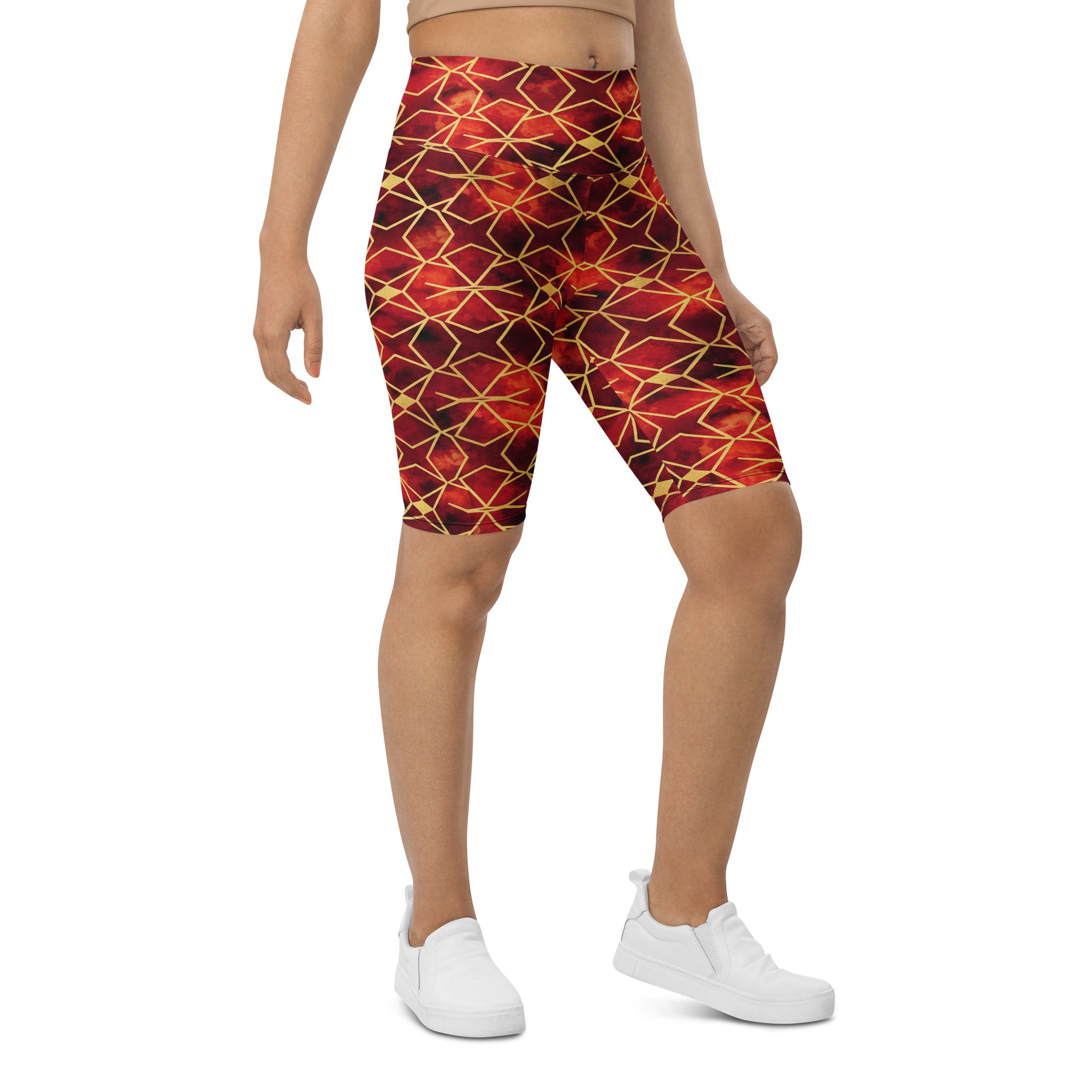 Arabic Watercolour Ruby Gold Bike Shorts | GearBunch