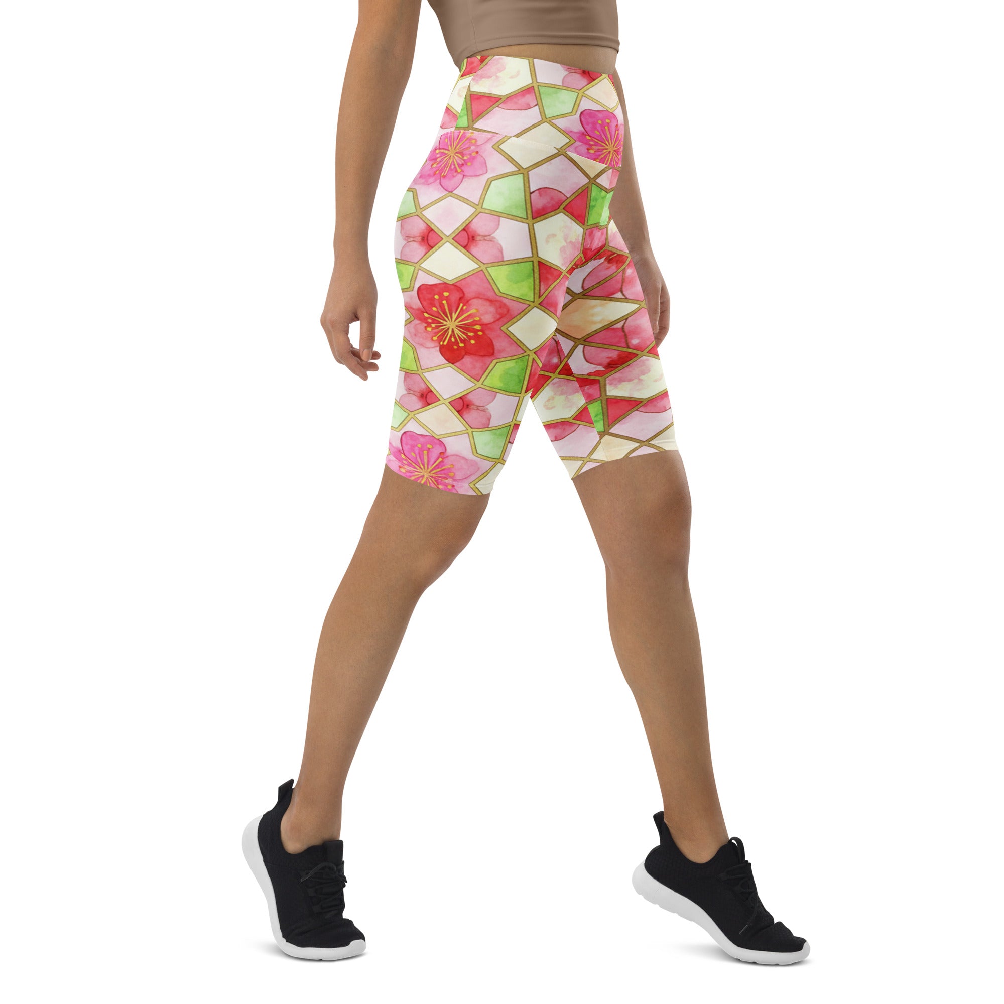 Arabic Watercolour Cherry Blossom Bike Shorts | GearBunch