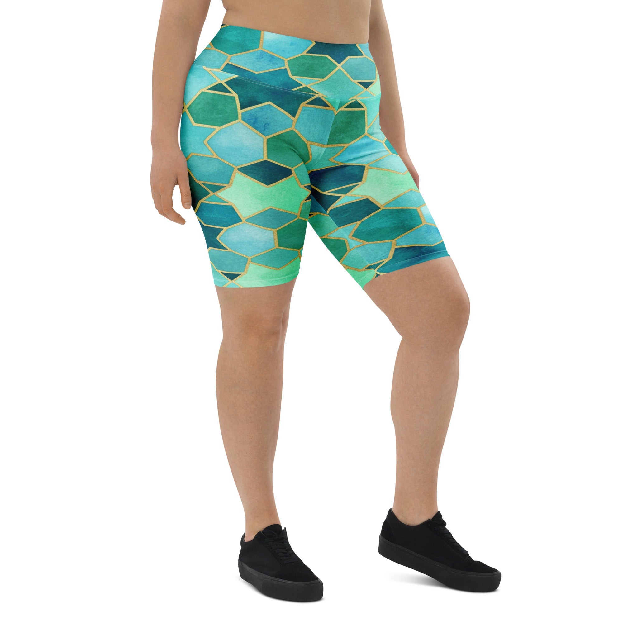 Arabic Watercolour Lagoon Bike Shorts | GearBunch