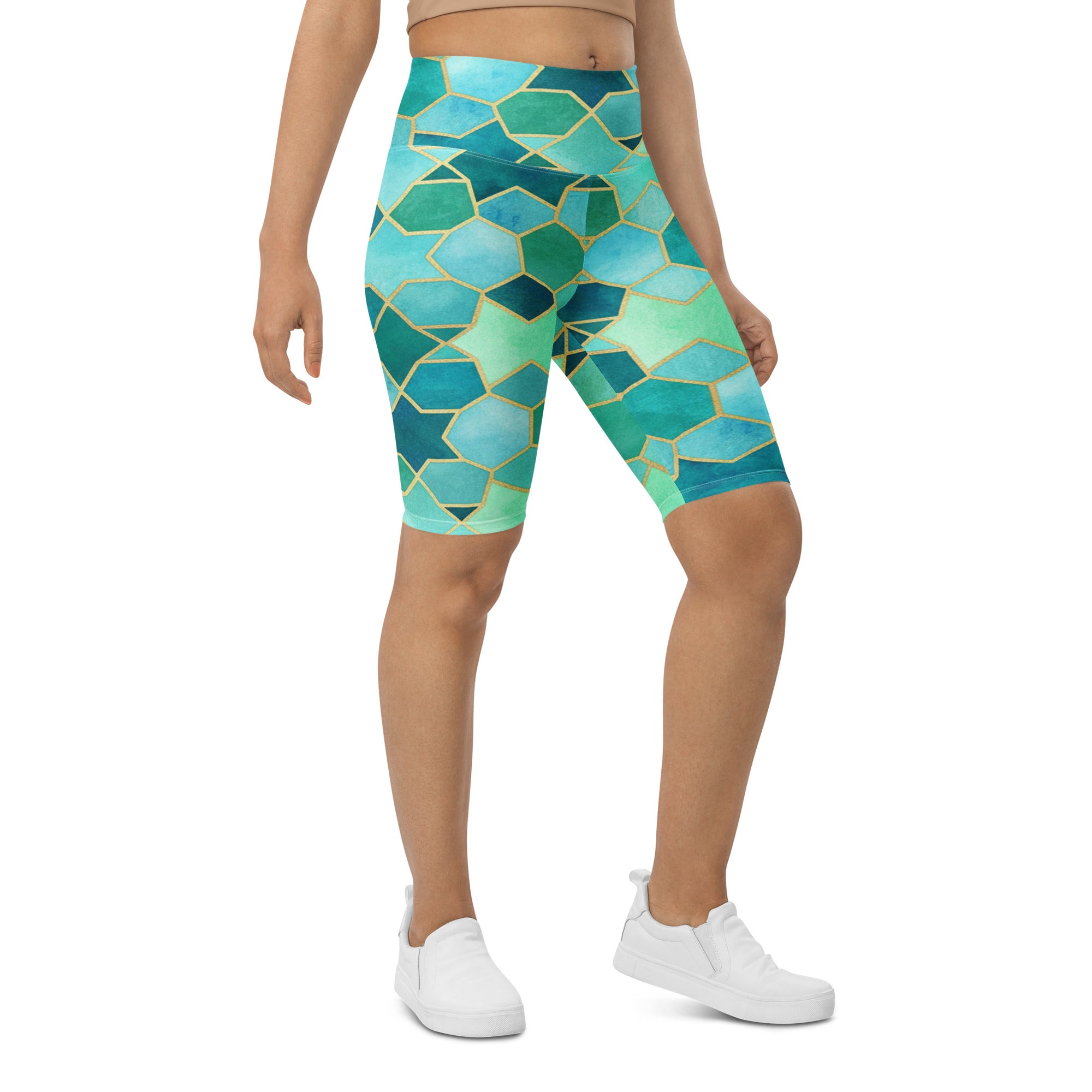Arabic Watercolour Lagoon Bike Shorts | GearBunch