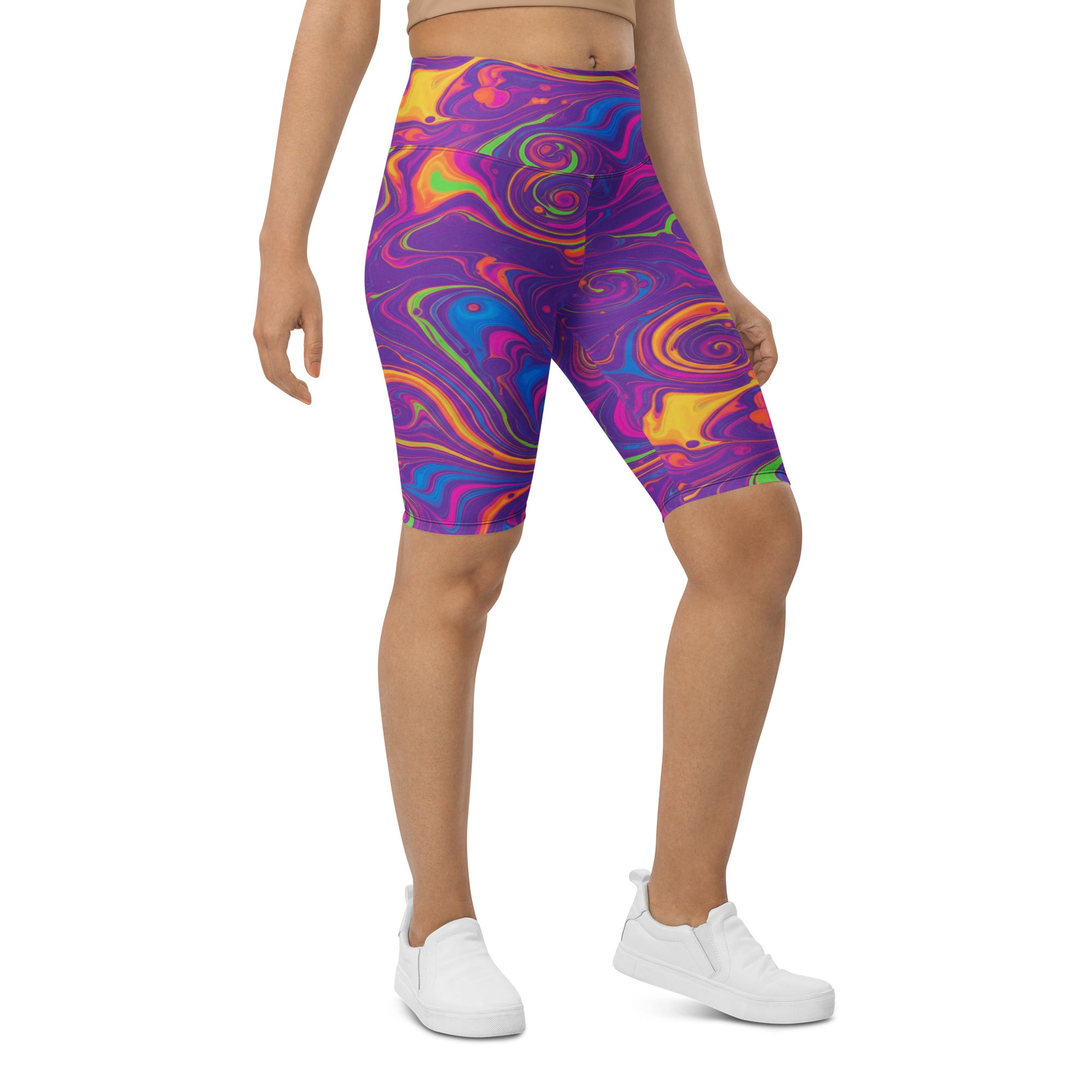 Liquid Marble Neon Bike Shorts | GearBunch