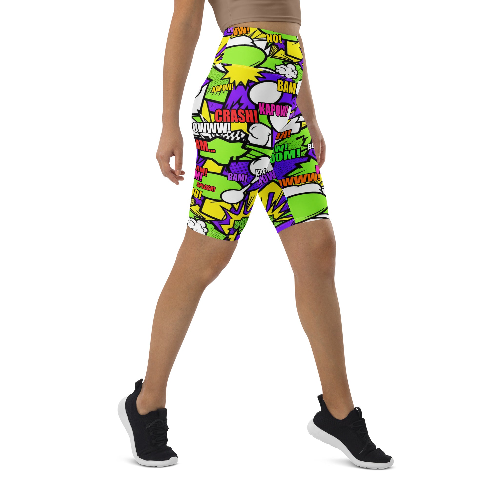 Comic Pop Toxic Green Bike Shorts | GearBunch