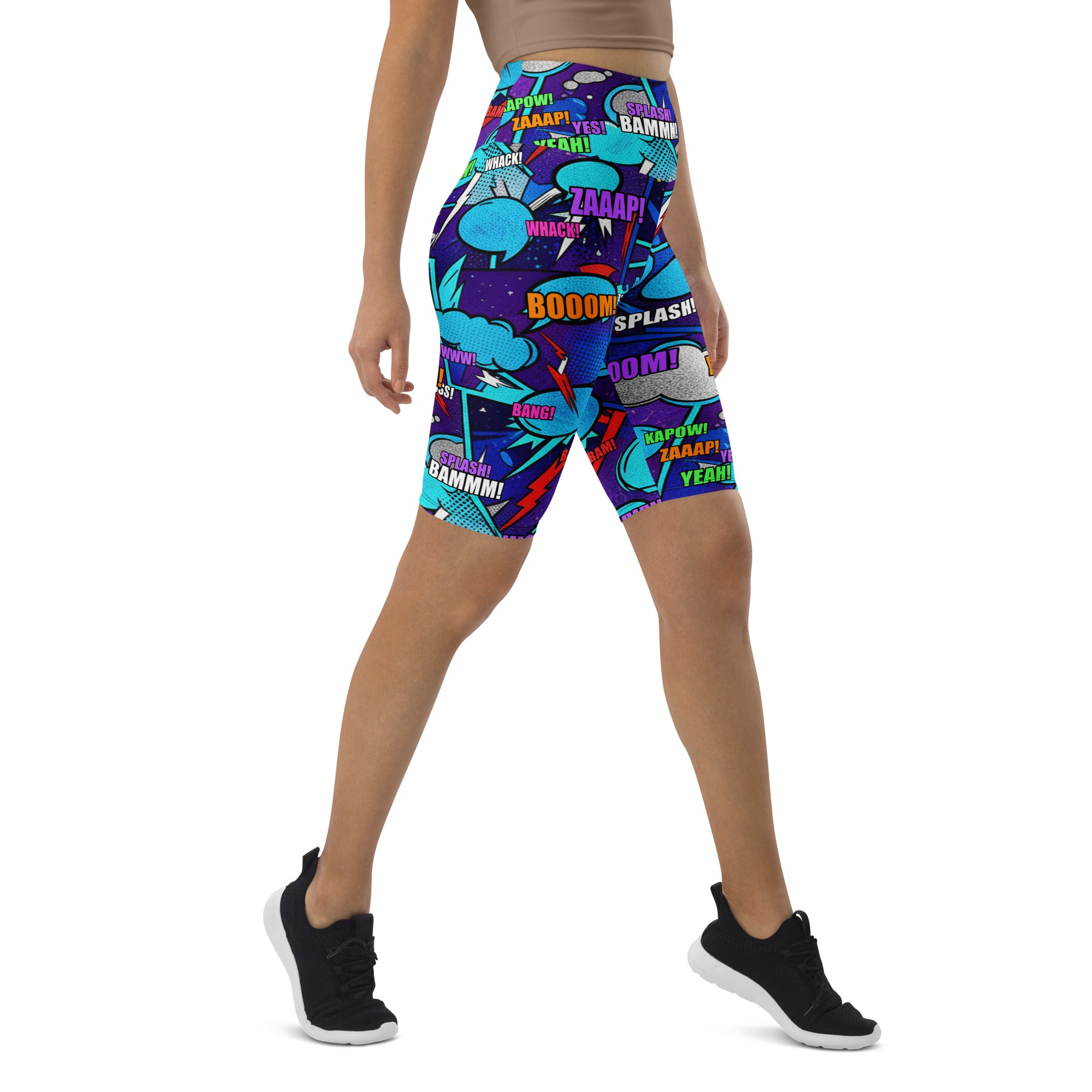 Comic Strip Space Battle Bike Shorts | GearBunch