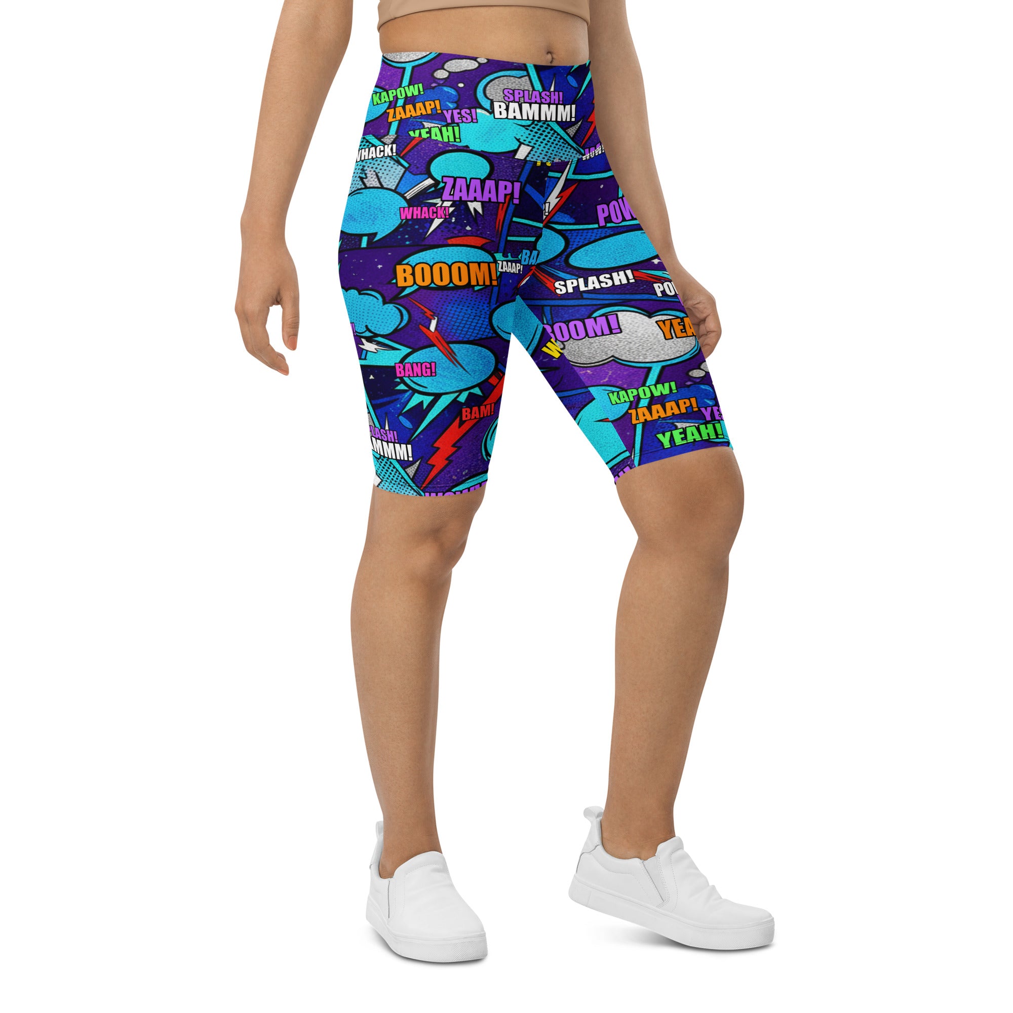 Comic Strip Space Battle Bike Shorts | GearBunch