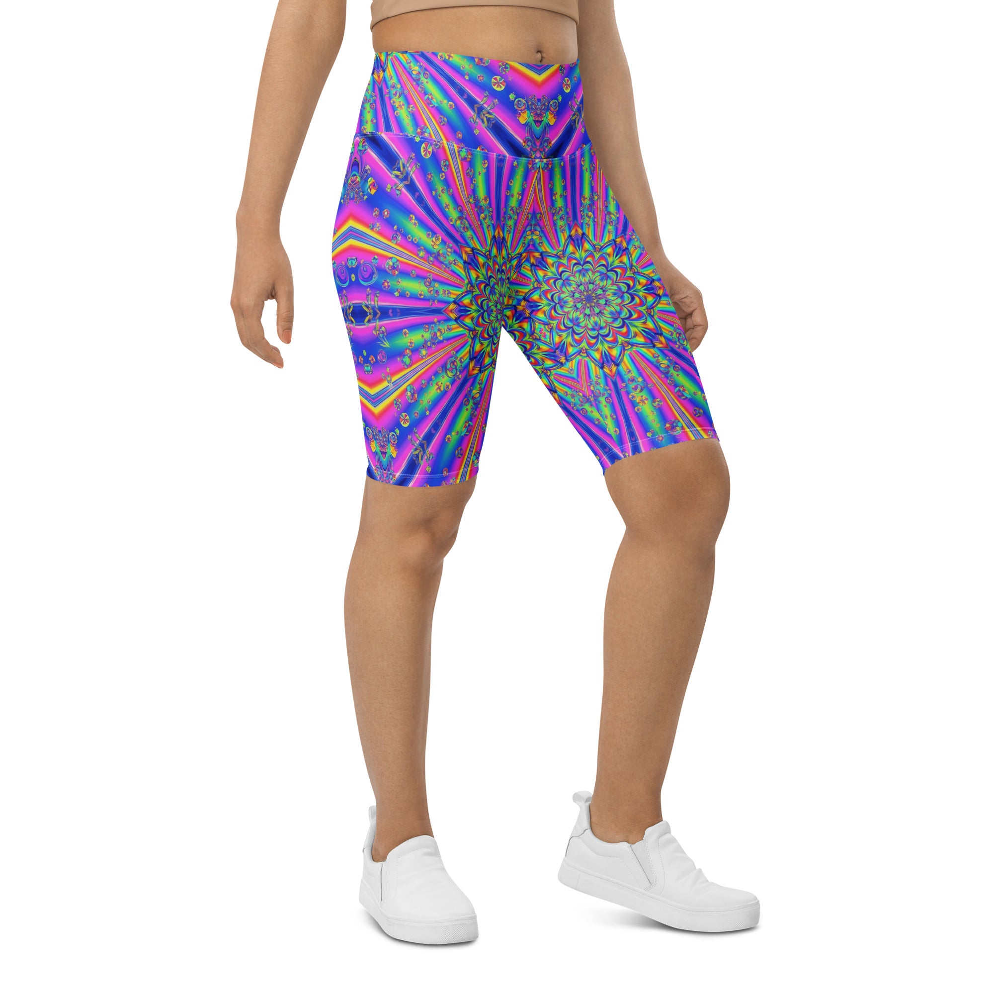 Psychedelic Chrome Spectrum Bike Shorts | GearBunch