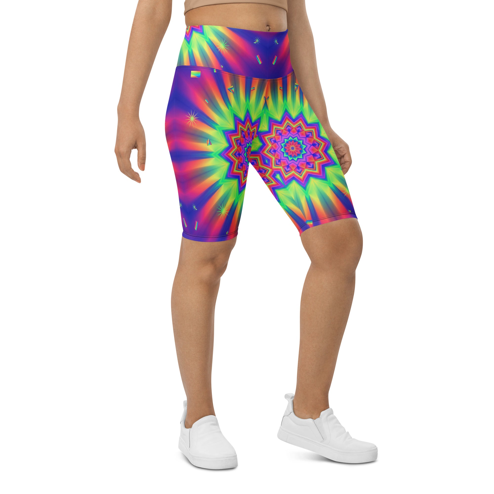 Psychedelic Starburst Prism Bike Shorts | GearBunch