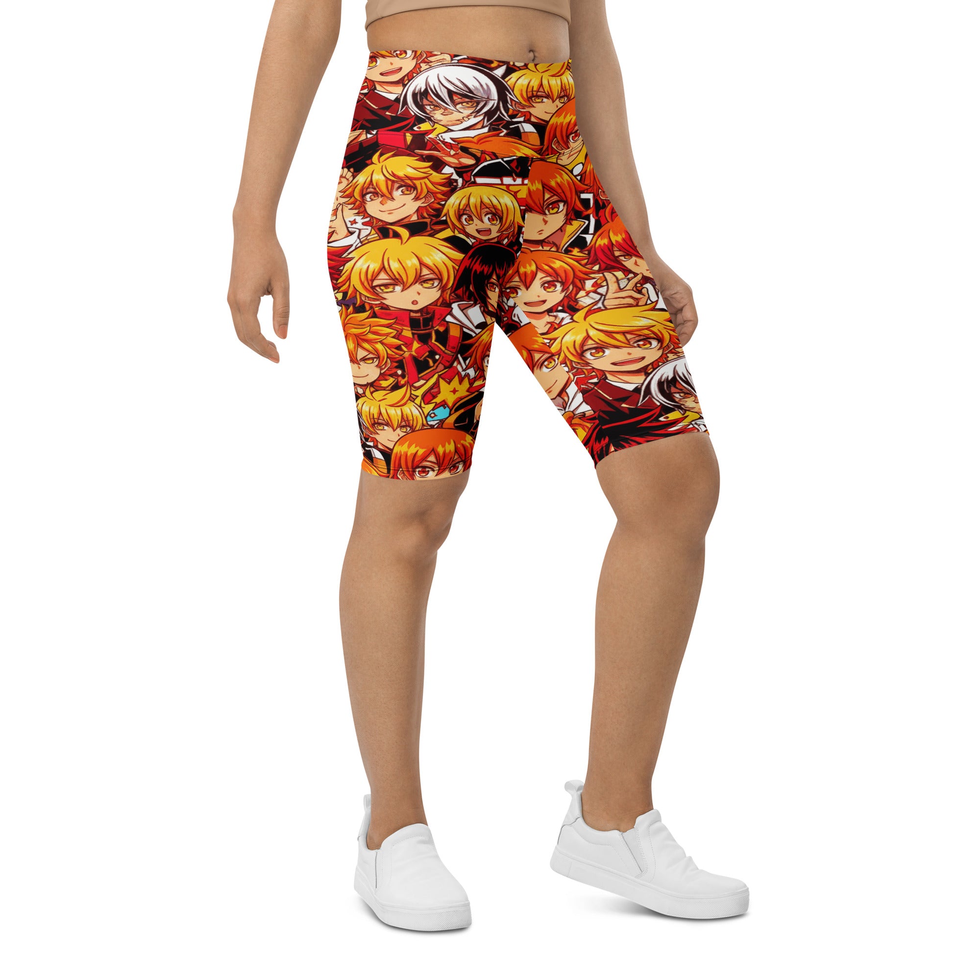 Anime Collage Fire Spirit Bike Shorts | GearBunch