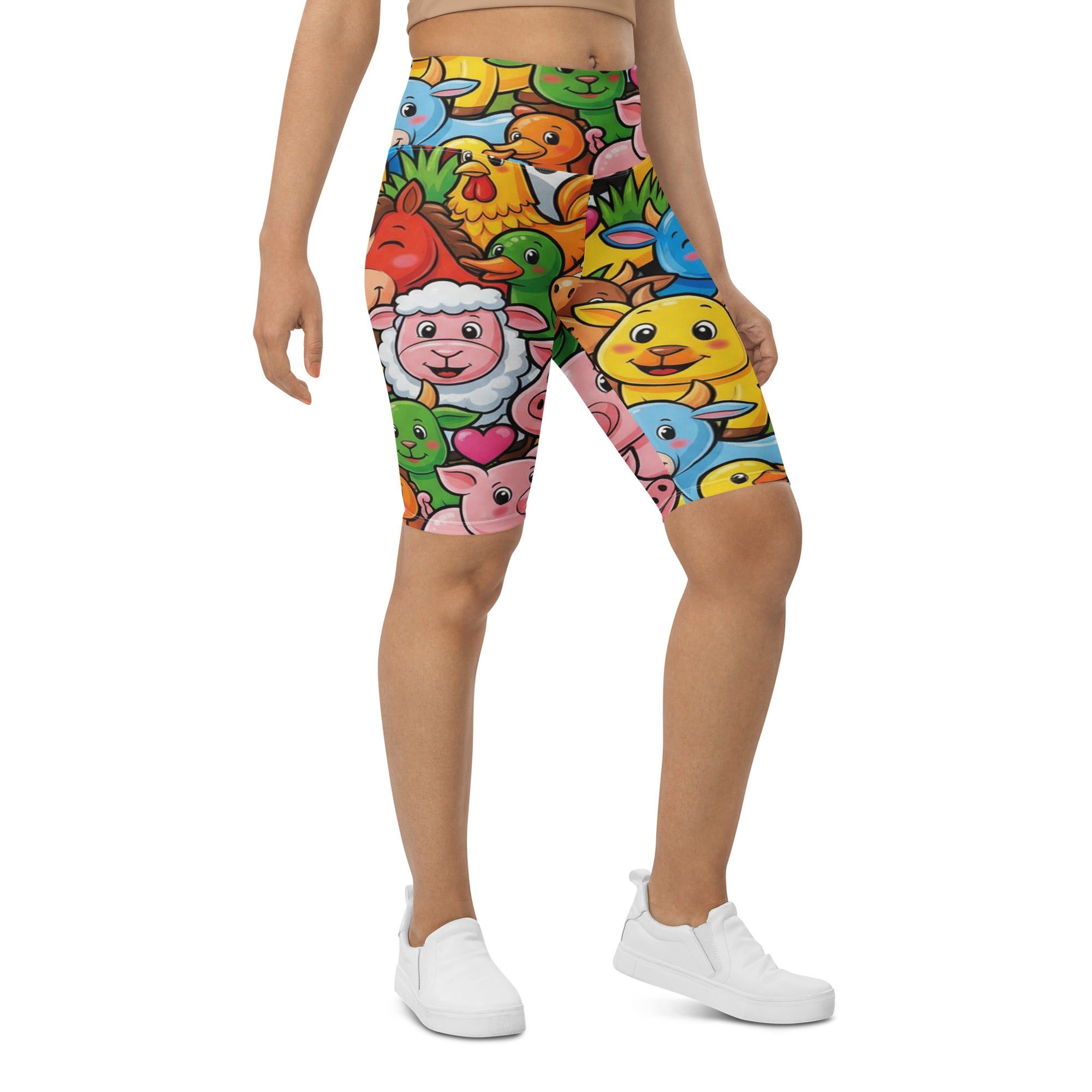 Vibrant Farm Animals Bike Shorts | GearBunch
