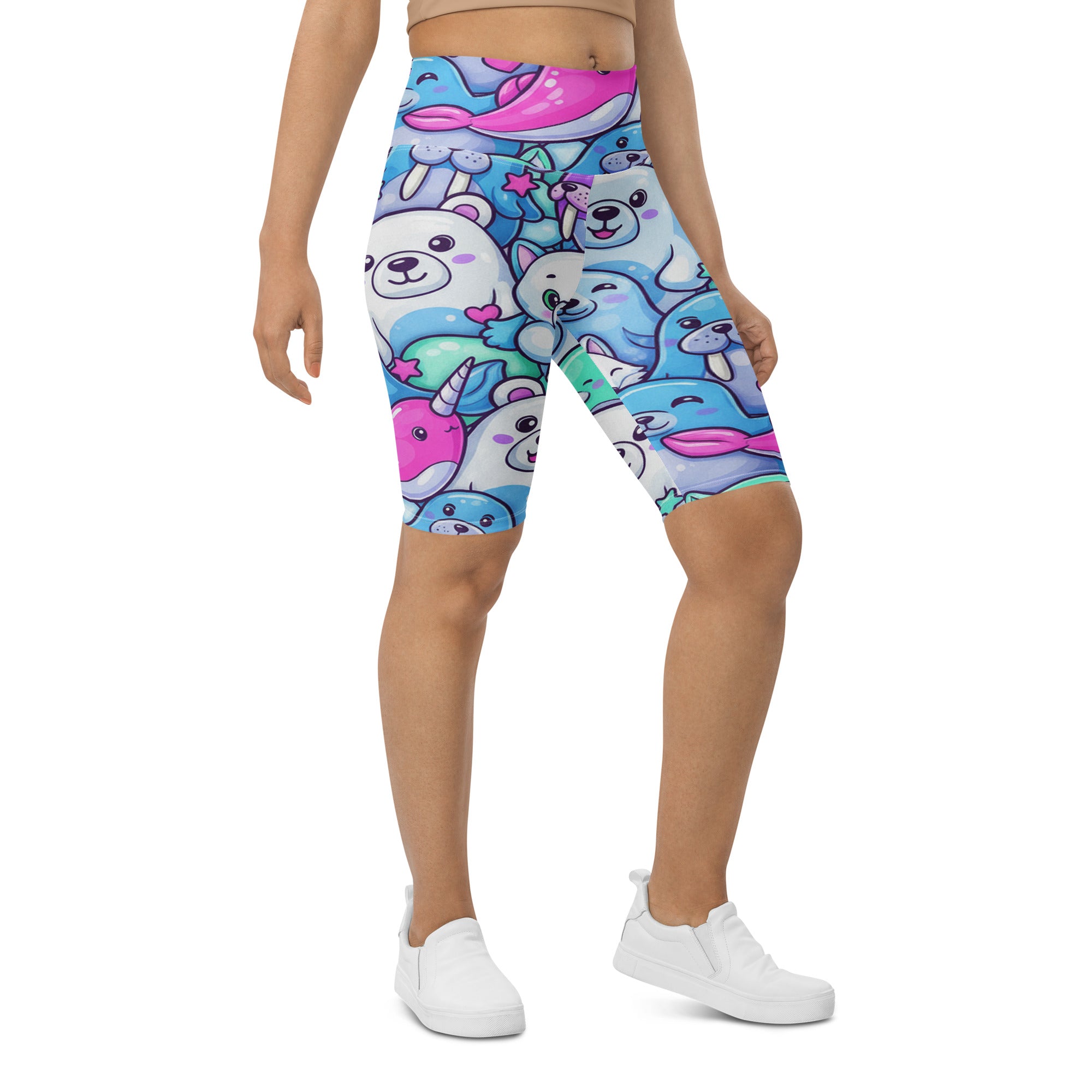Vibrant Arctic Friends Bike Shorts | GearBunch