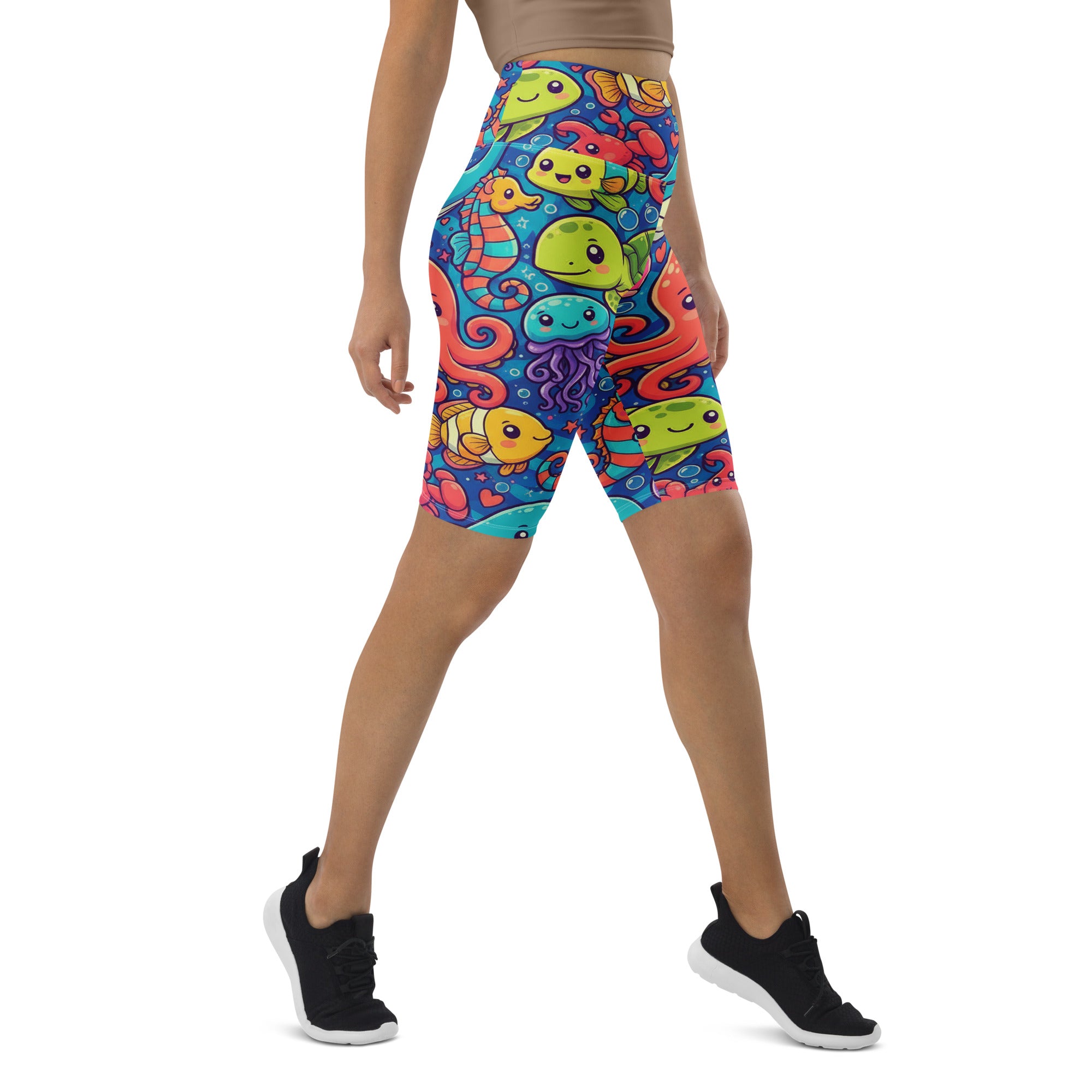 Vibrant Under the Sea Bike Shorts | GearBunch