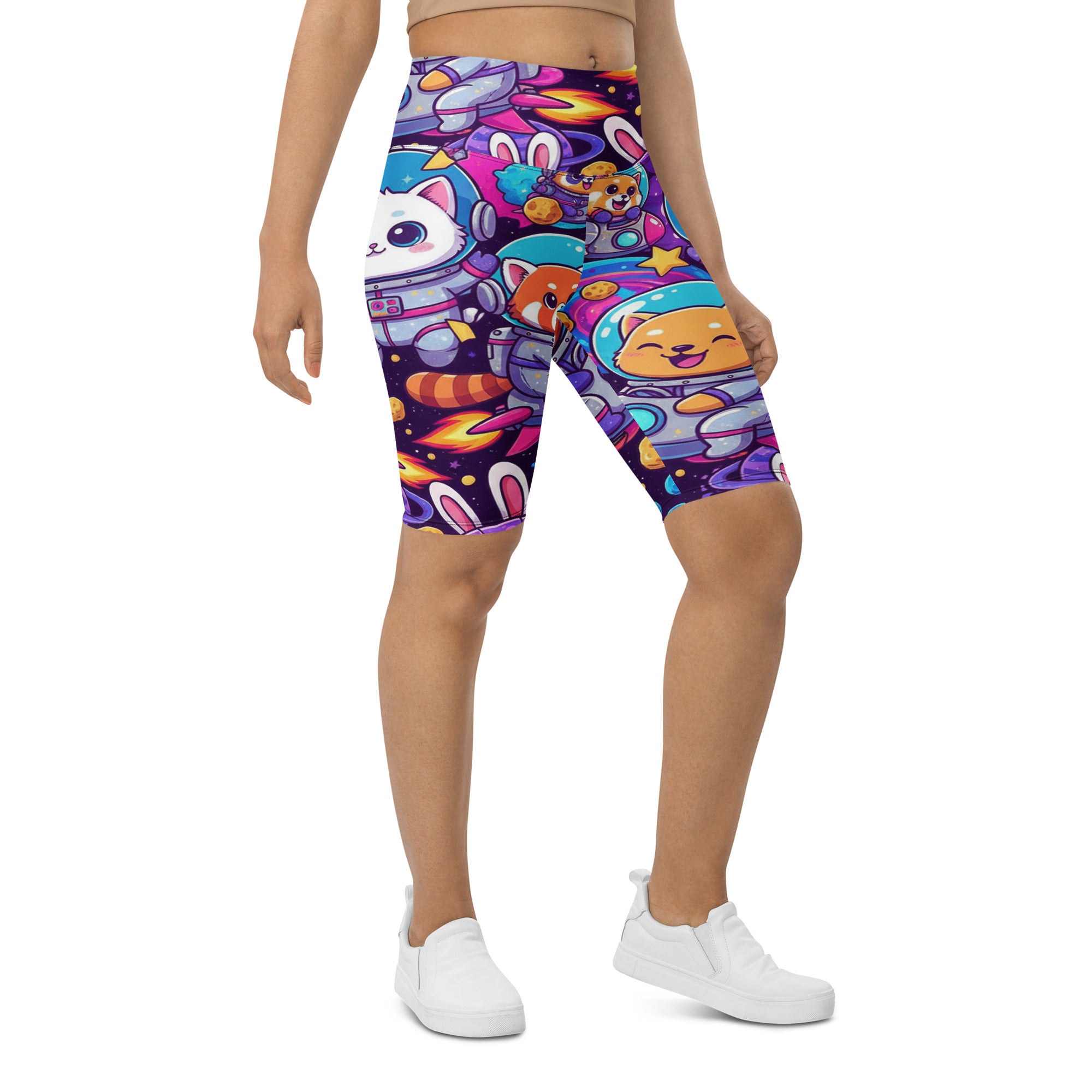 Vibrant Space Animals Bike Shorts | GearBunch