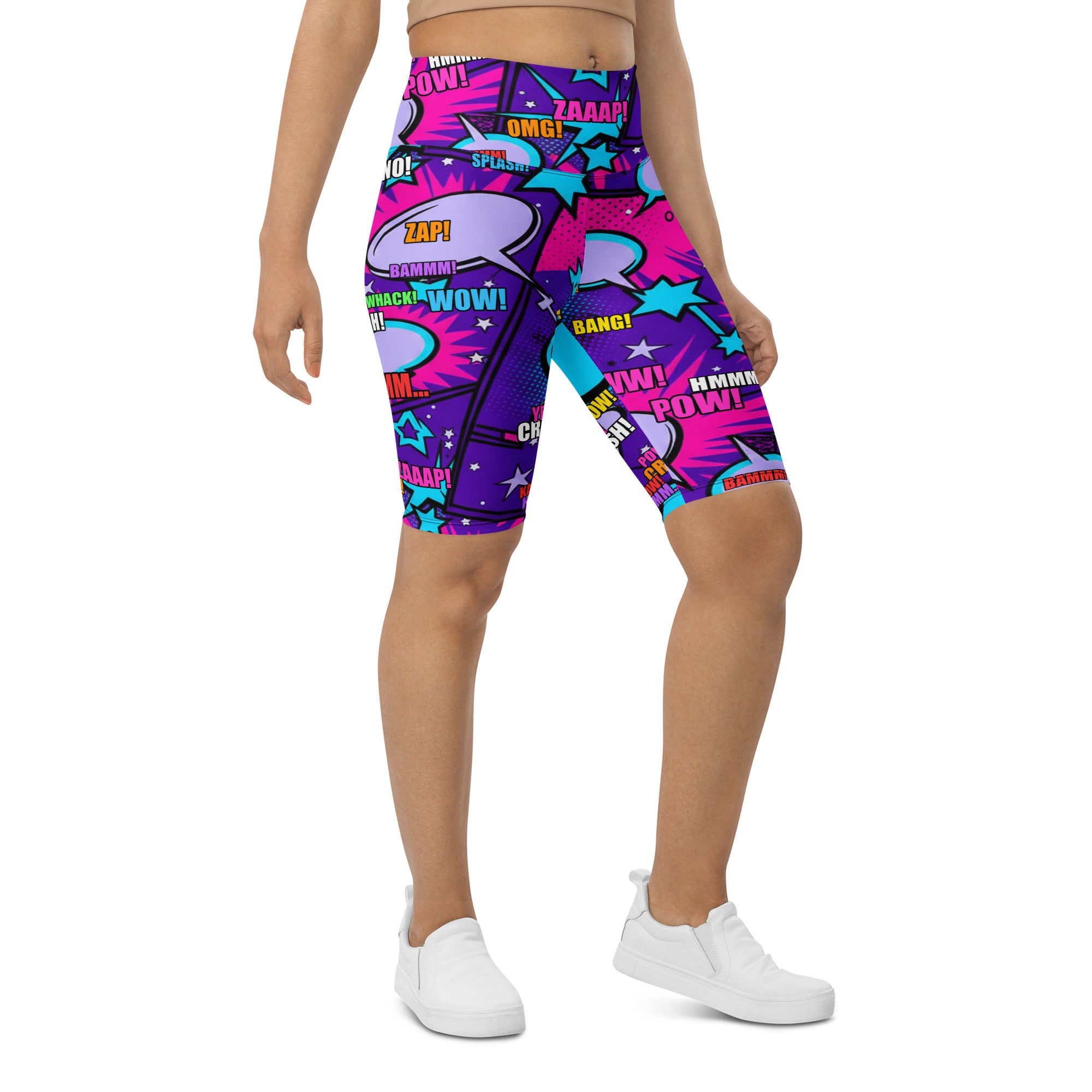 Comic Pop Galaxy Purple Bike Shorts | GearBunch