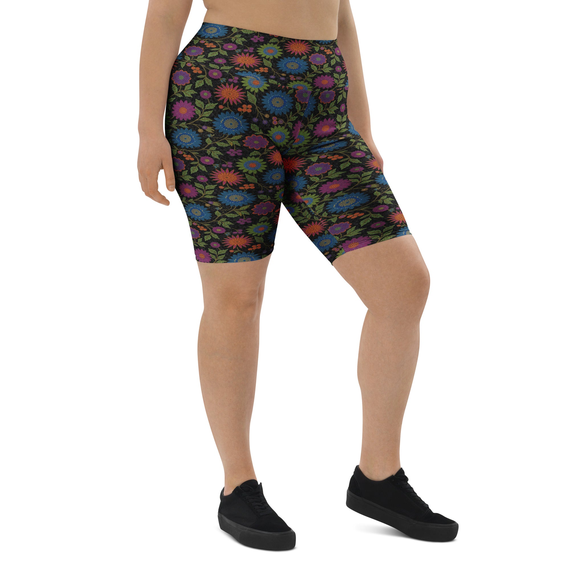 Rainbow Paillette Botanical Bike Shorts | GearBunch