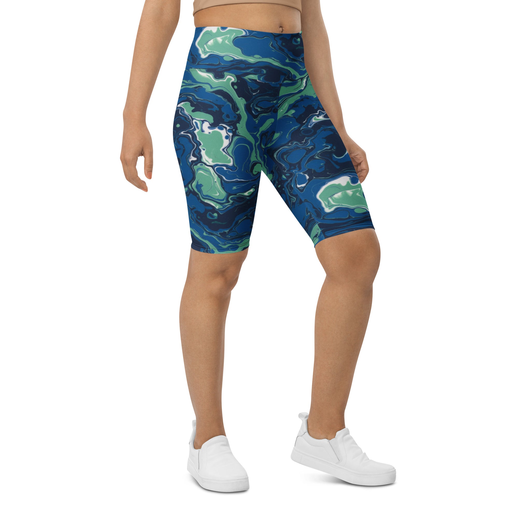 Liquid Marble Ocean Current Bike Shorts | GearBunch