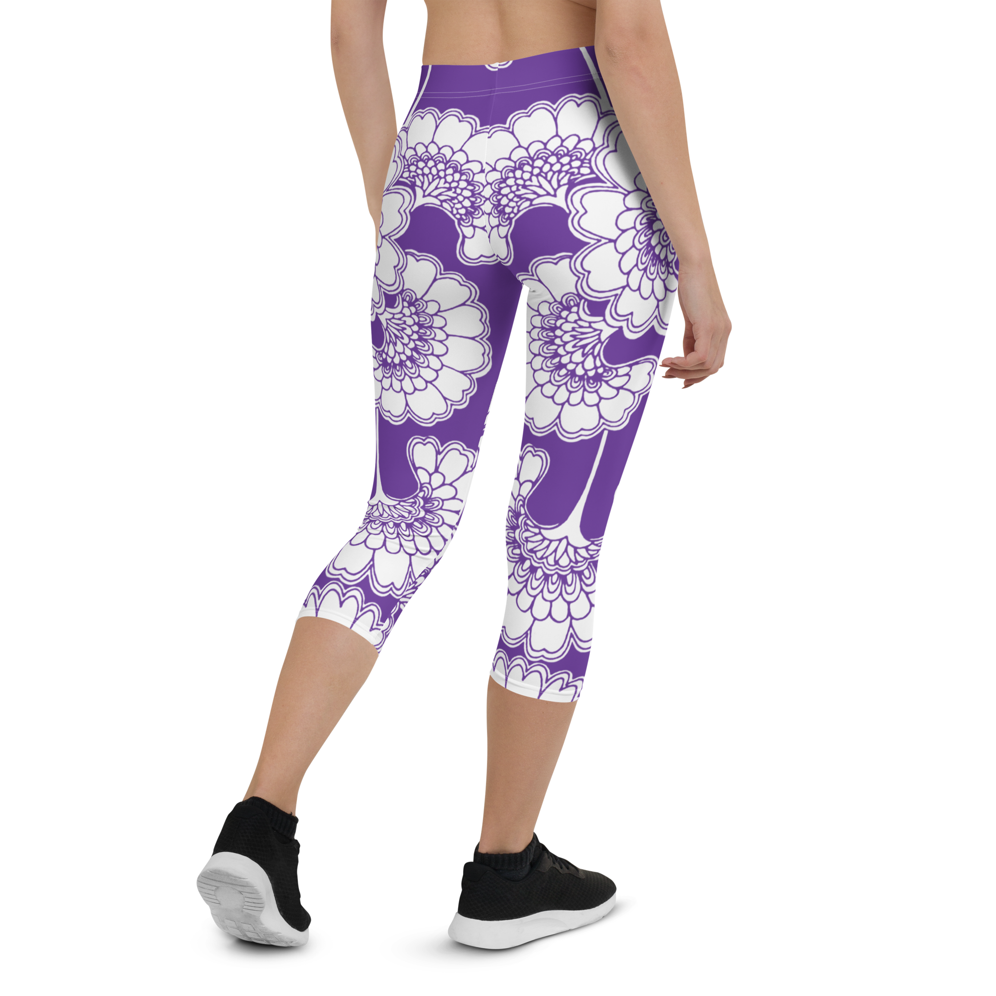 Purple Japanese Floral Capris | GearBunch