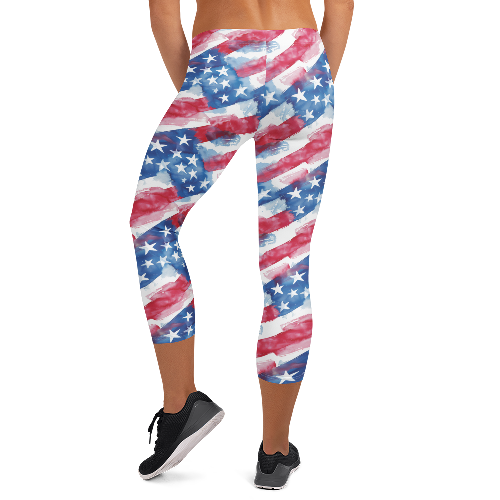 Watercolor Patriot Capris | GearBunch