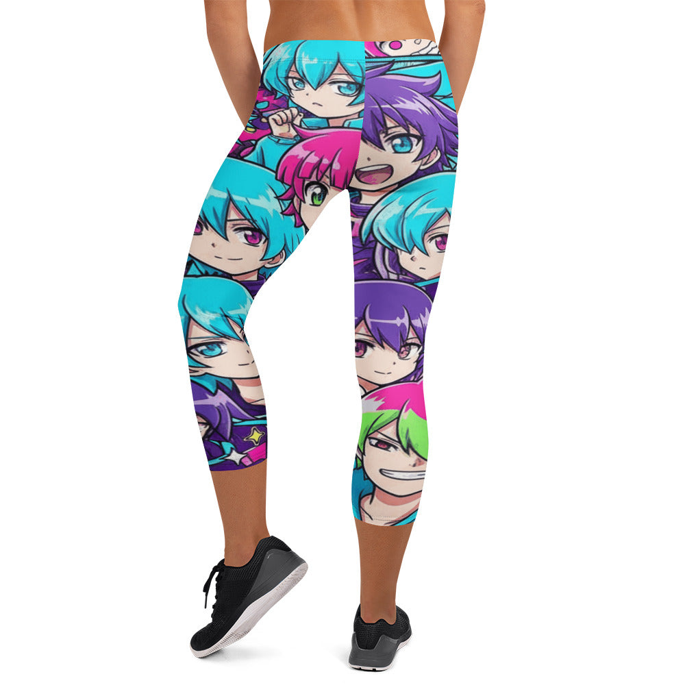 Anime Collage Cyberpunk Capri Leggings | GearBunch