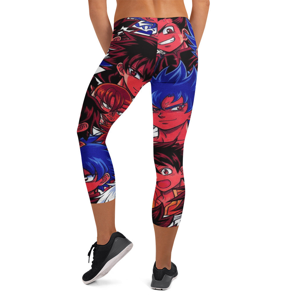 Anime Collage Dark Shonen Capri Leggings | GearBunch