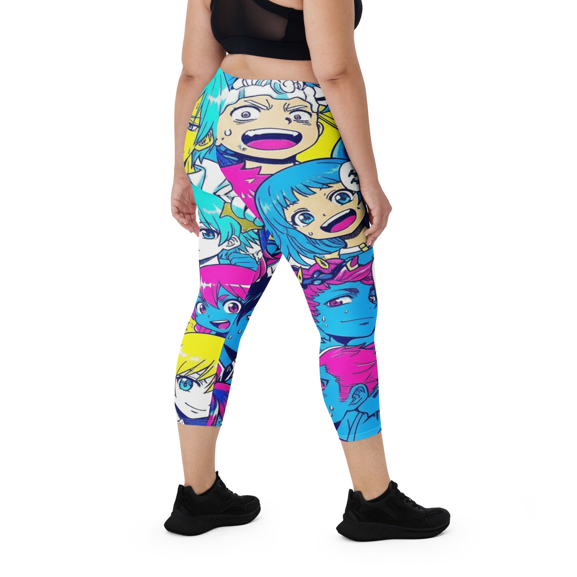Anime Collage Neon Tokyo Capri Leggings | GearBunch